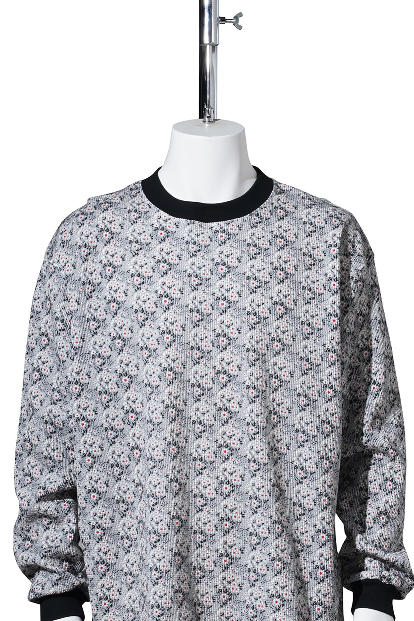 SMALL FLOWER WAFFLE TEE / GREY