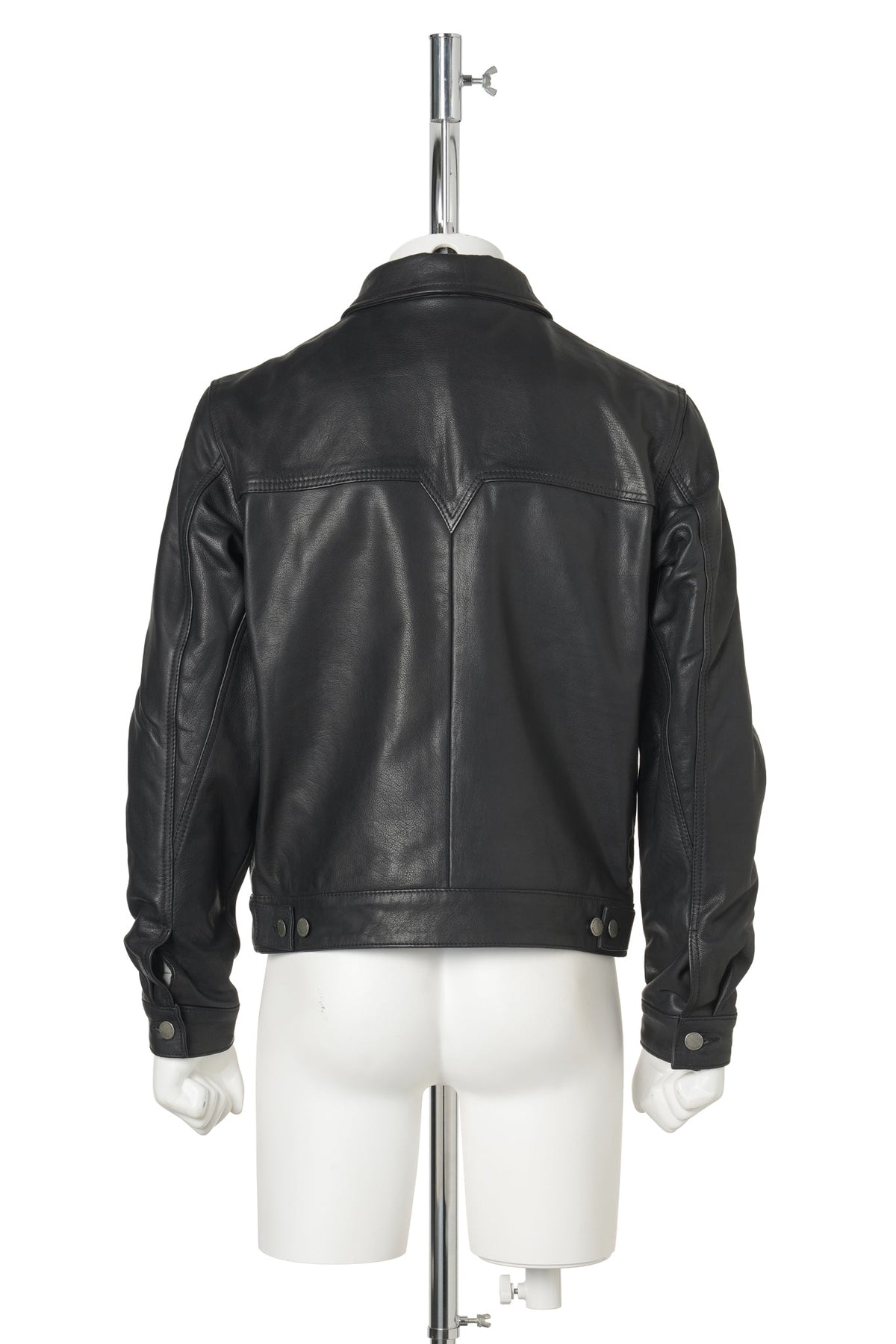 DOUBLE RIVET LEATHER JACKET / BLACK