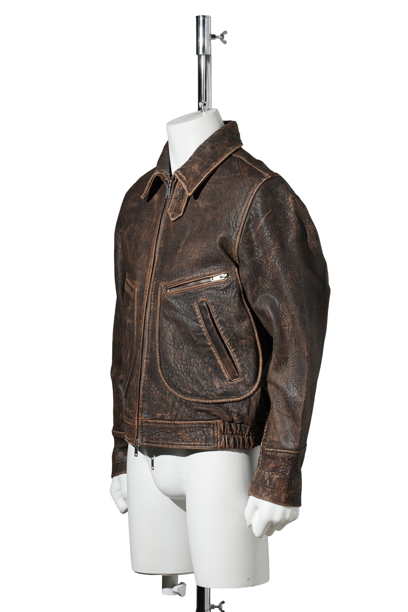 AERO LEATHER JACKET / PAINT BROWN