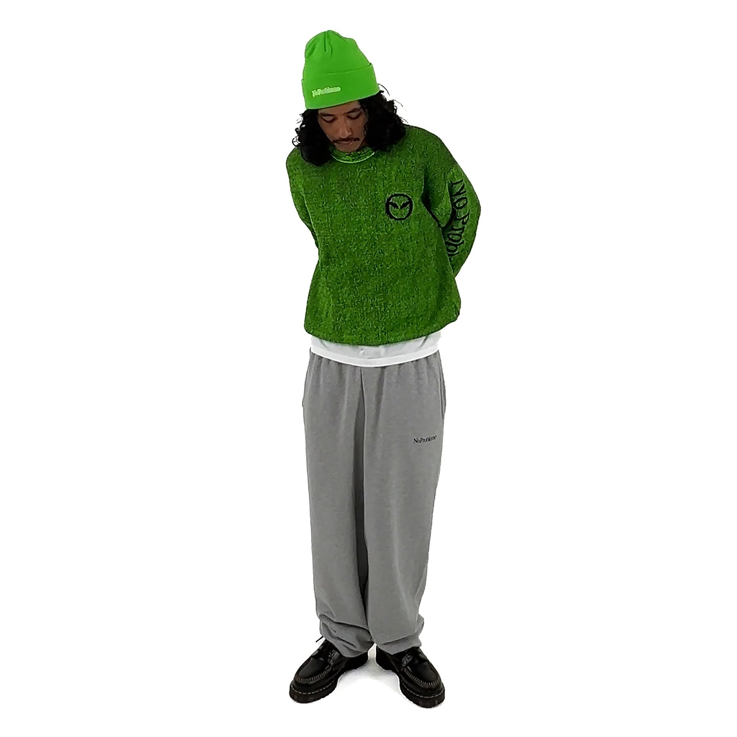 GLITCH ALIEN-O CREW NECK KNIT / GREEN