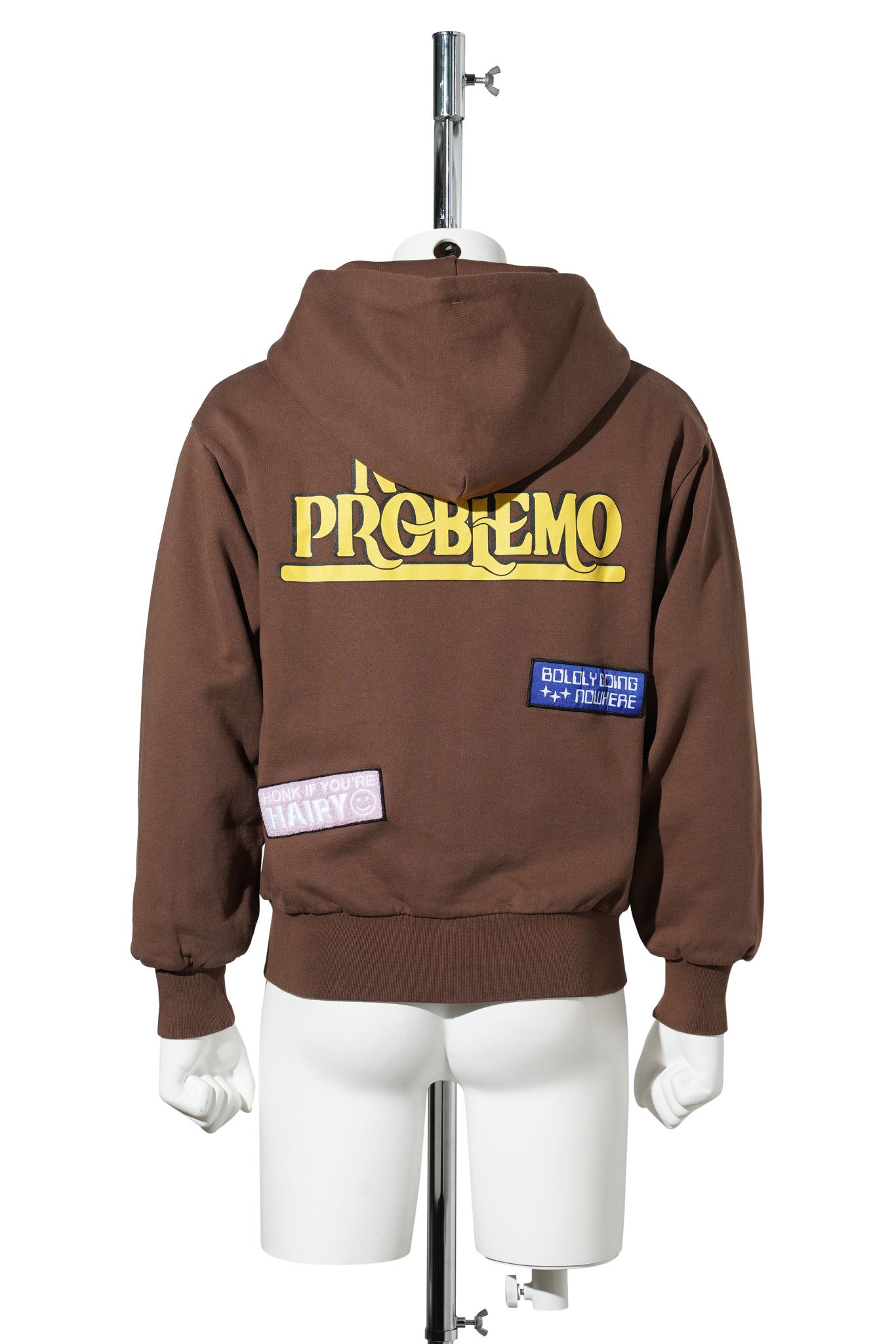 STICKER ZIP THRU HOODIE / BROWN