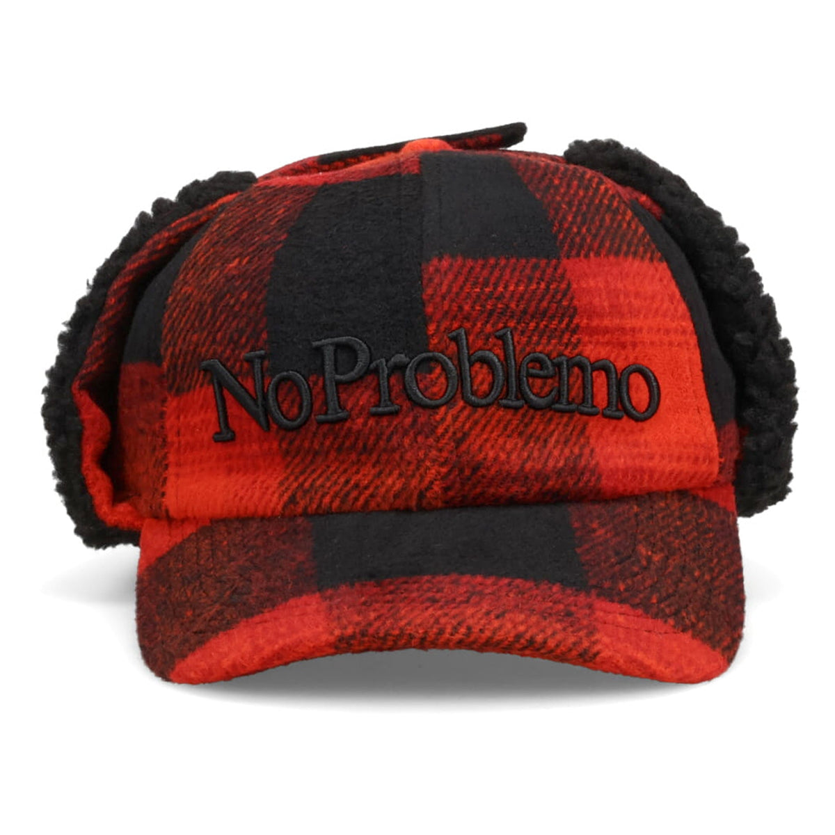 NO PROBLEMO PLAID FLAP CAP MEN / RED