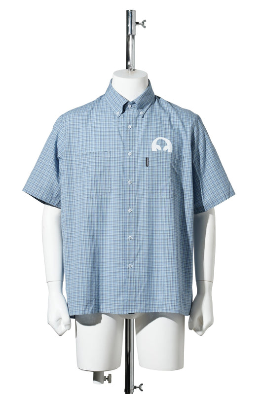 ALIEN-O PRINT SS CHECK SHIRT / BLUE