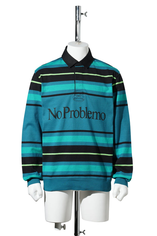 STRIPED LS RUGBY SHIRT / AQUA