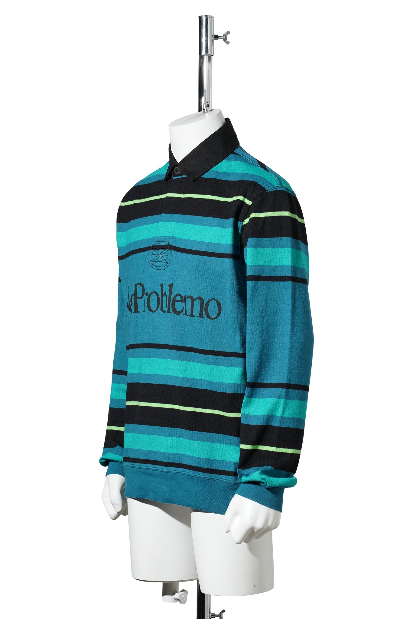STRIPED LS RUGBY SHIRT / AQUA