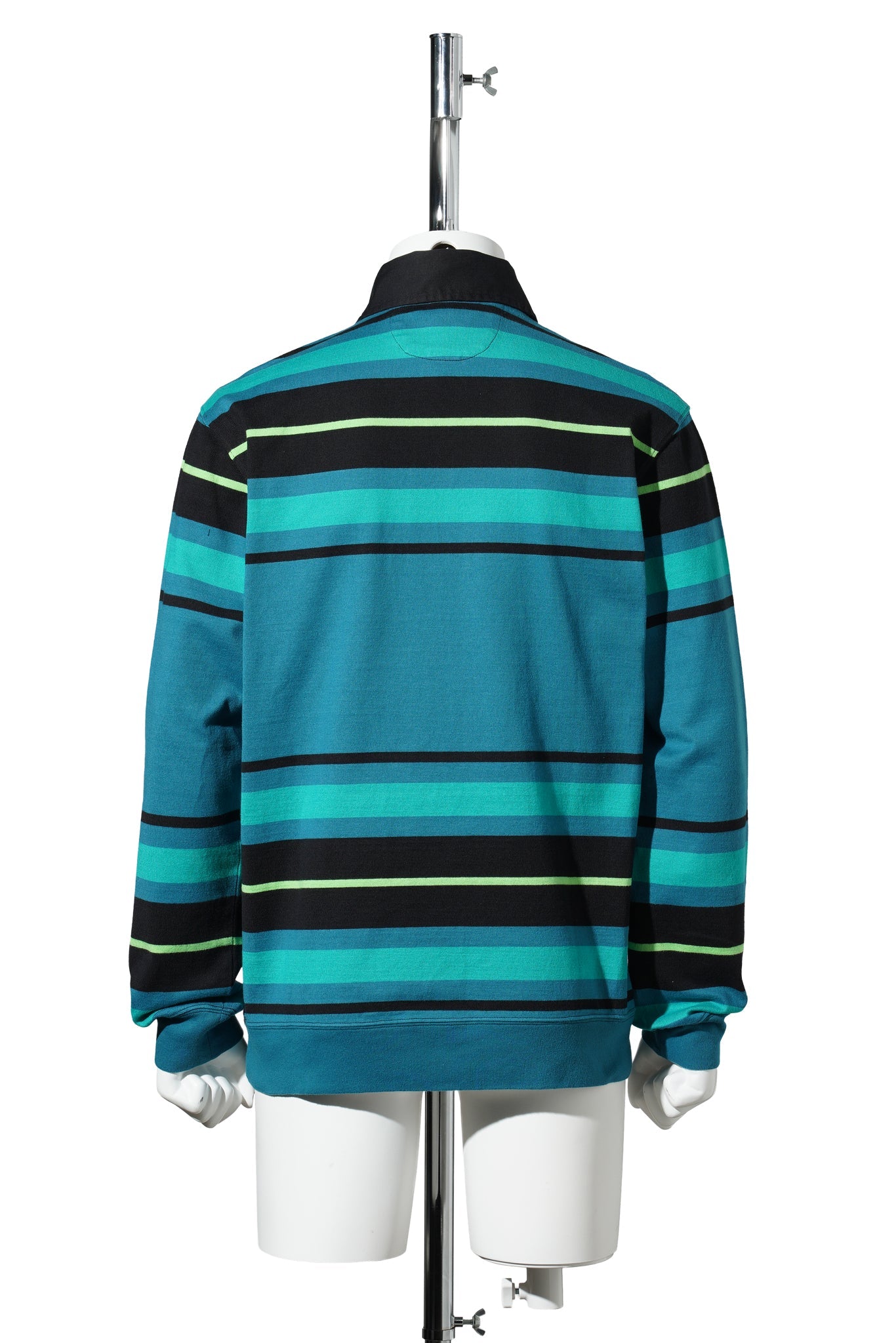 STRIPED LS RUGBY SHIRT / AQUA