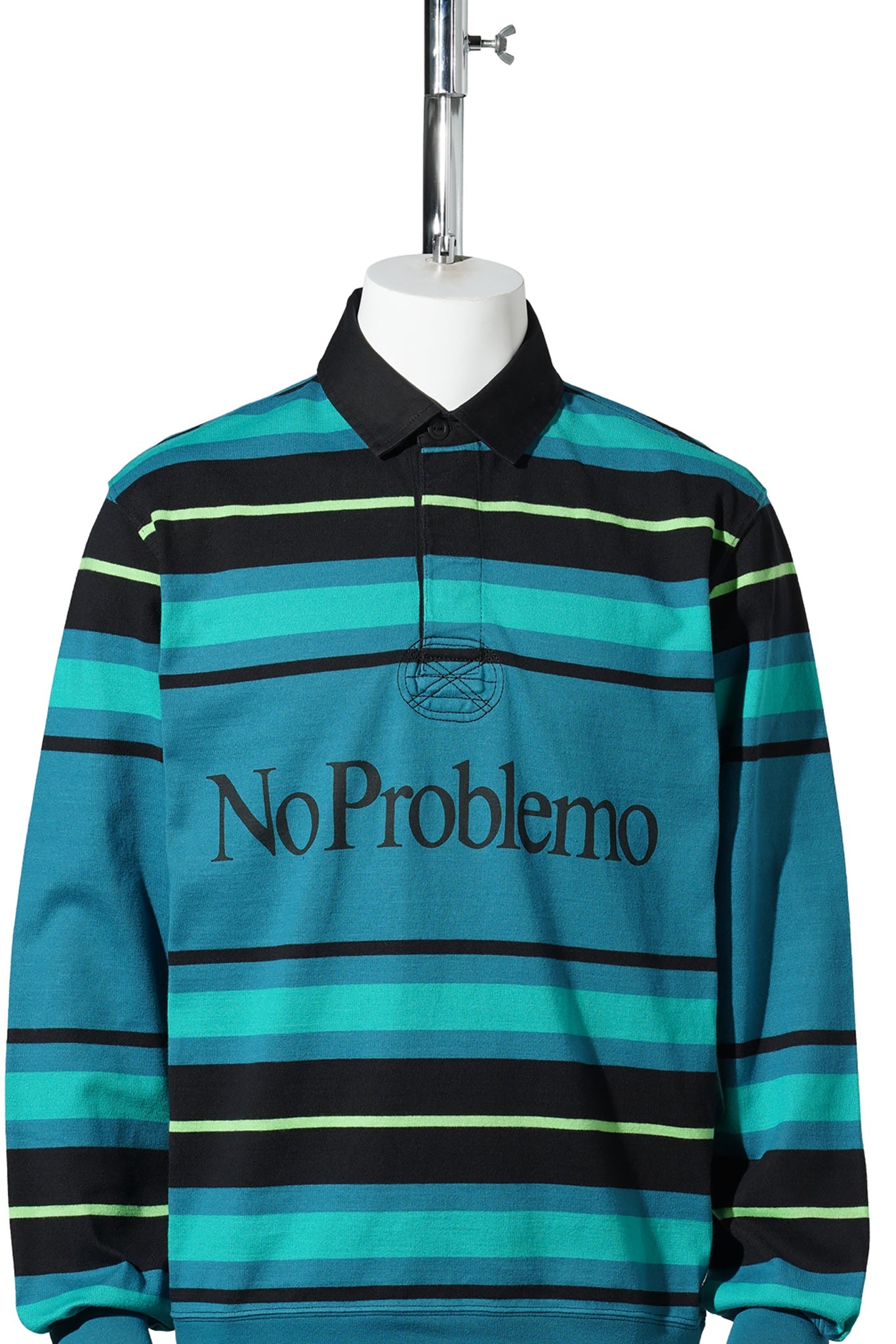STRIPED LS RUGBY SHIRT / AQUA