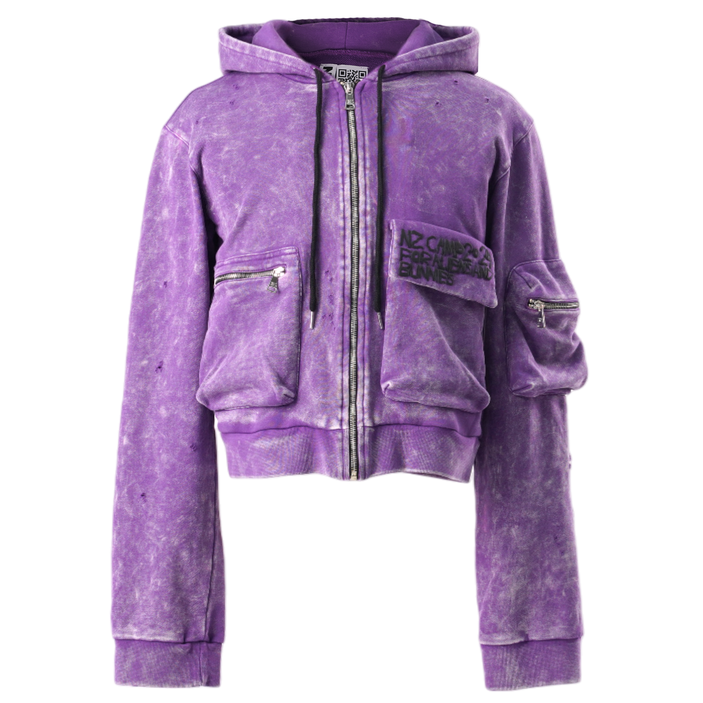 CAMPING CROPPED CARGO HOODIE / LILAC