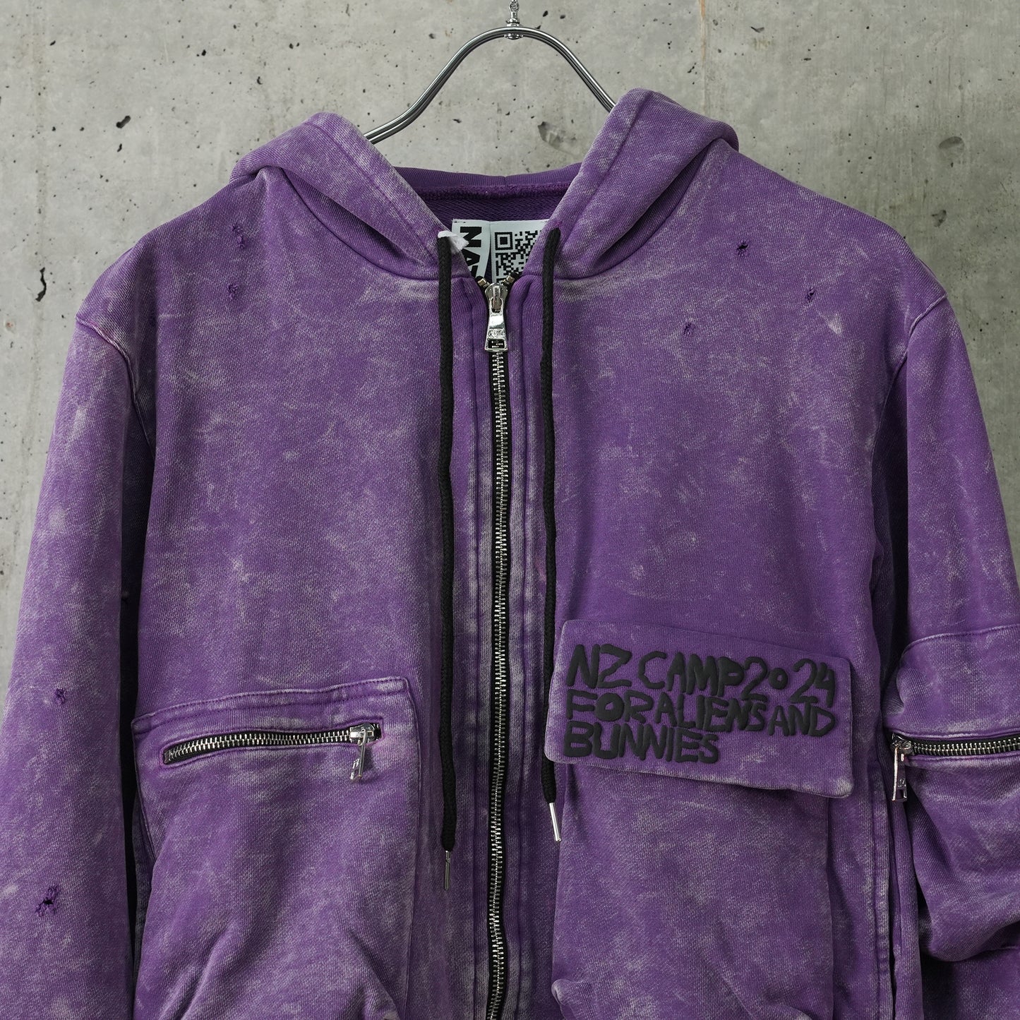 CAMPING CROPPED CARGO HOODIE / LILAC