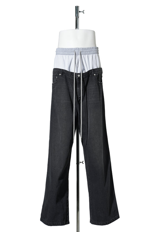 DOUBLE JOGGER JEANS / BLACK
