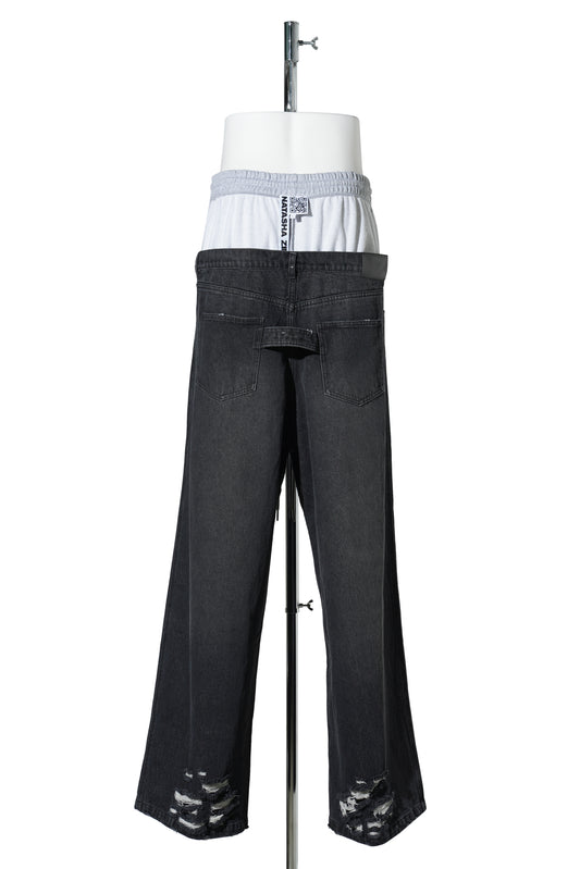 DOUBLE JOGGER JEANS / BLACK