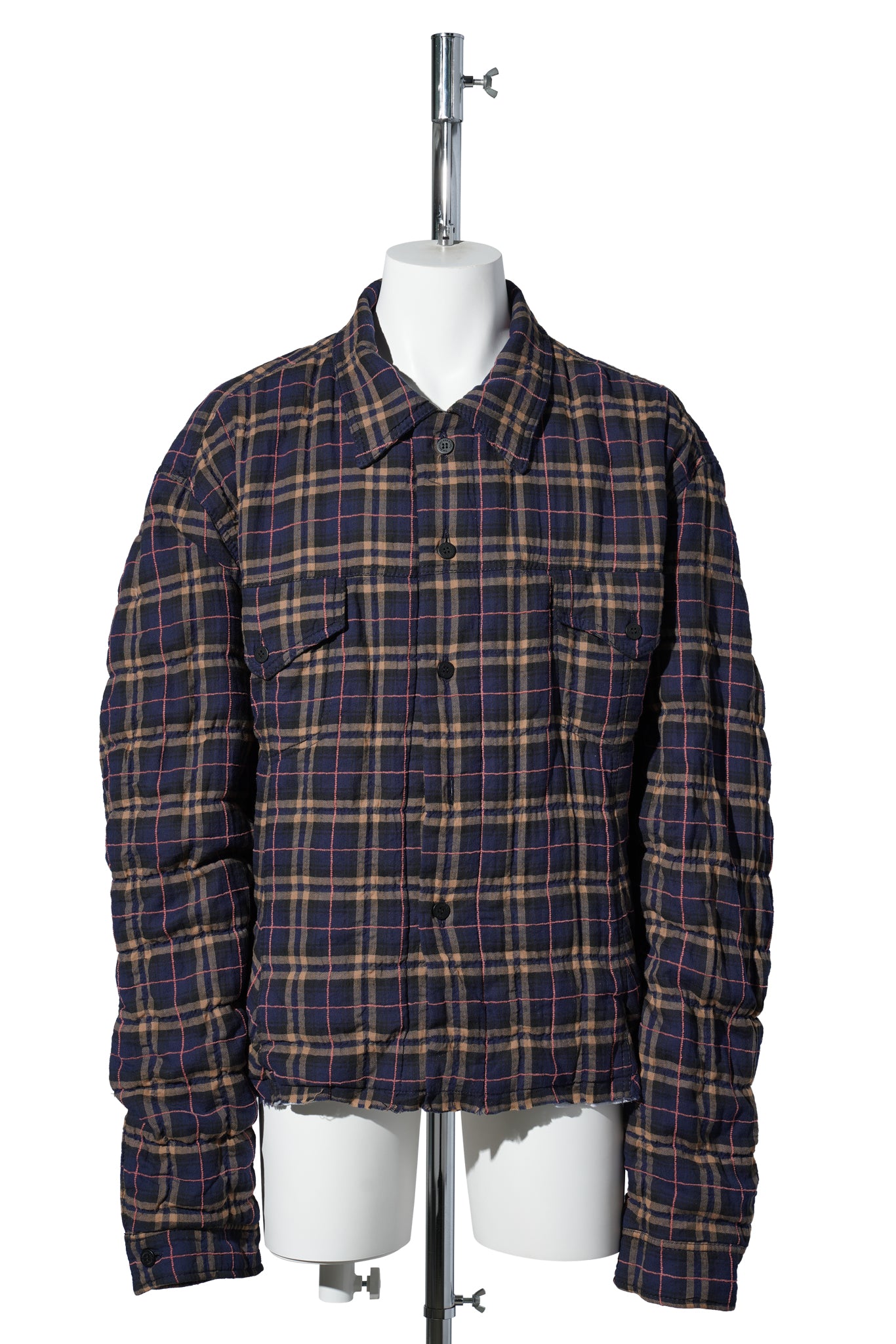 CHECKED SHIRT JACKET / PURPLE/BEIGE