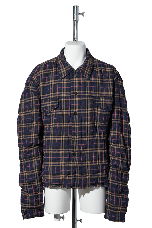 CHECKED SHIRT JACKET / PURPLE/BEIGE
