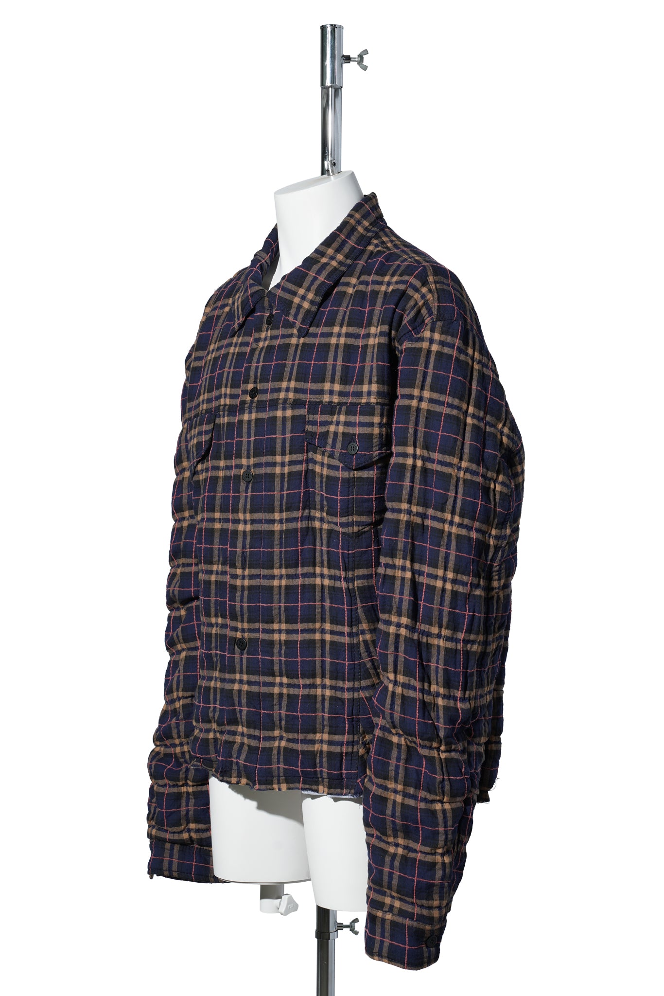 CHECKED SHIRT JACKET / PURPLE/BEIGE