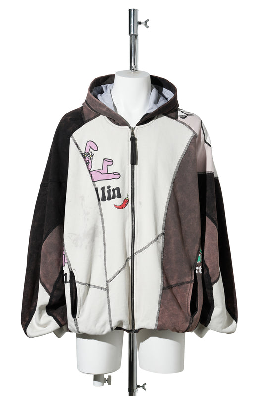 UPCYCLED ZIP-UP HOODIE JACKET / MULTICOLOUR