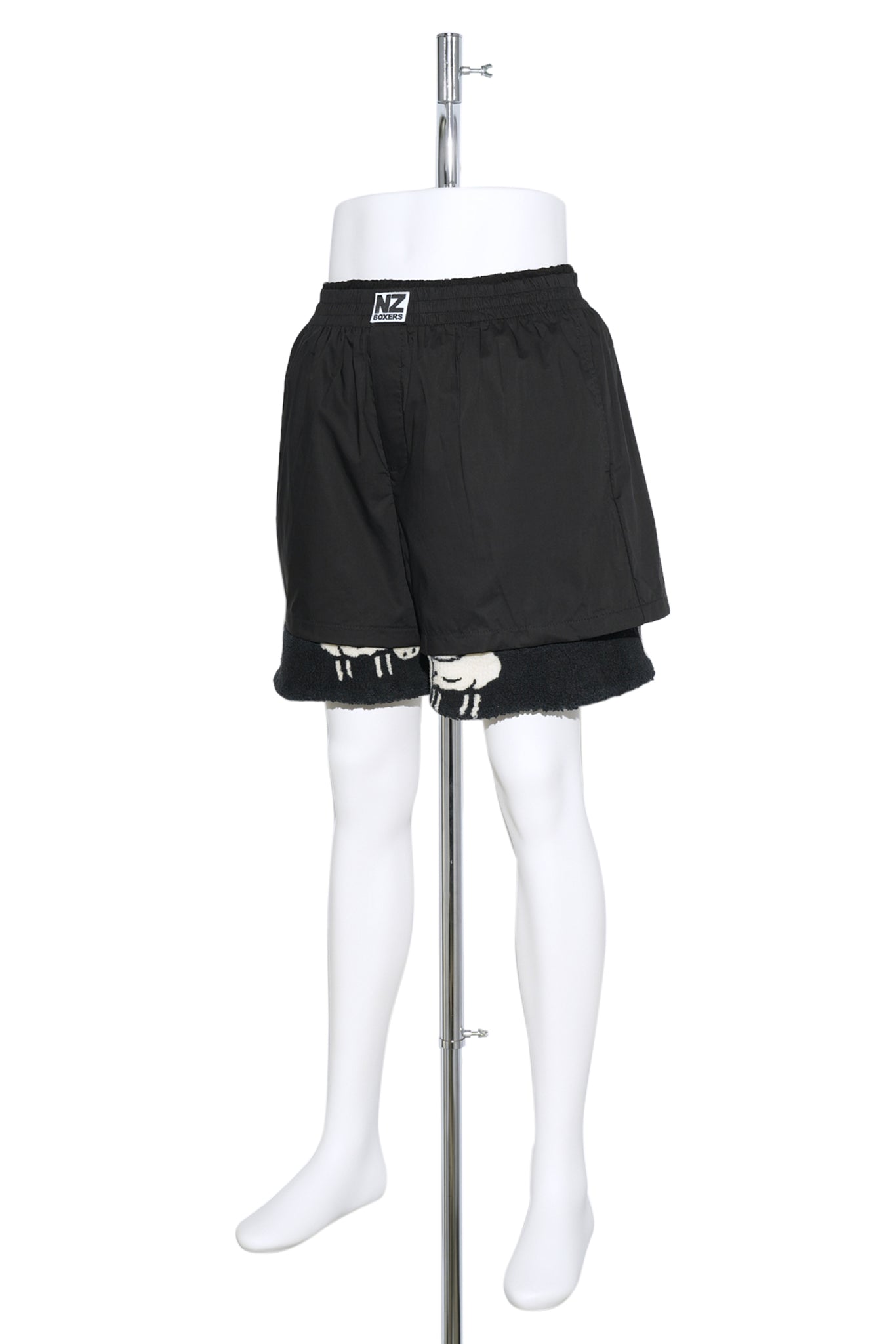 REVERSED UPCYCLED DOUBLE BOXERS / BLACK