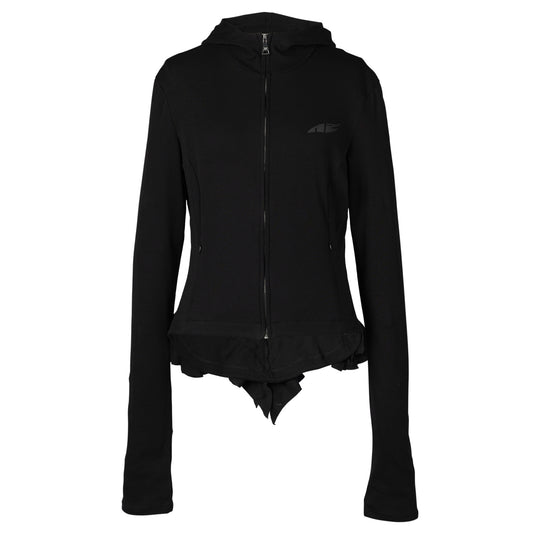 RUFFLE HOODED JACKET / BLACK