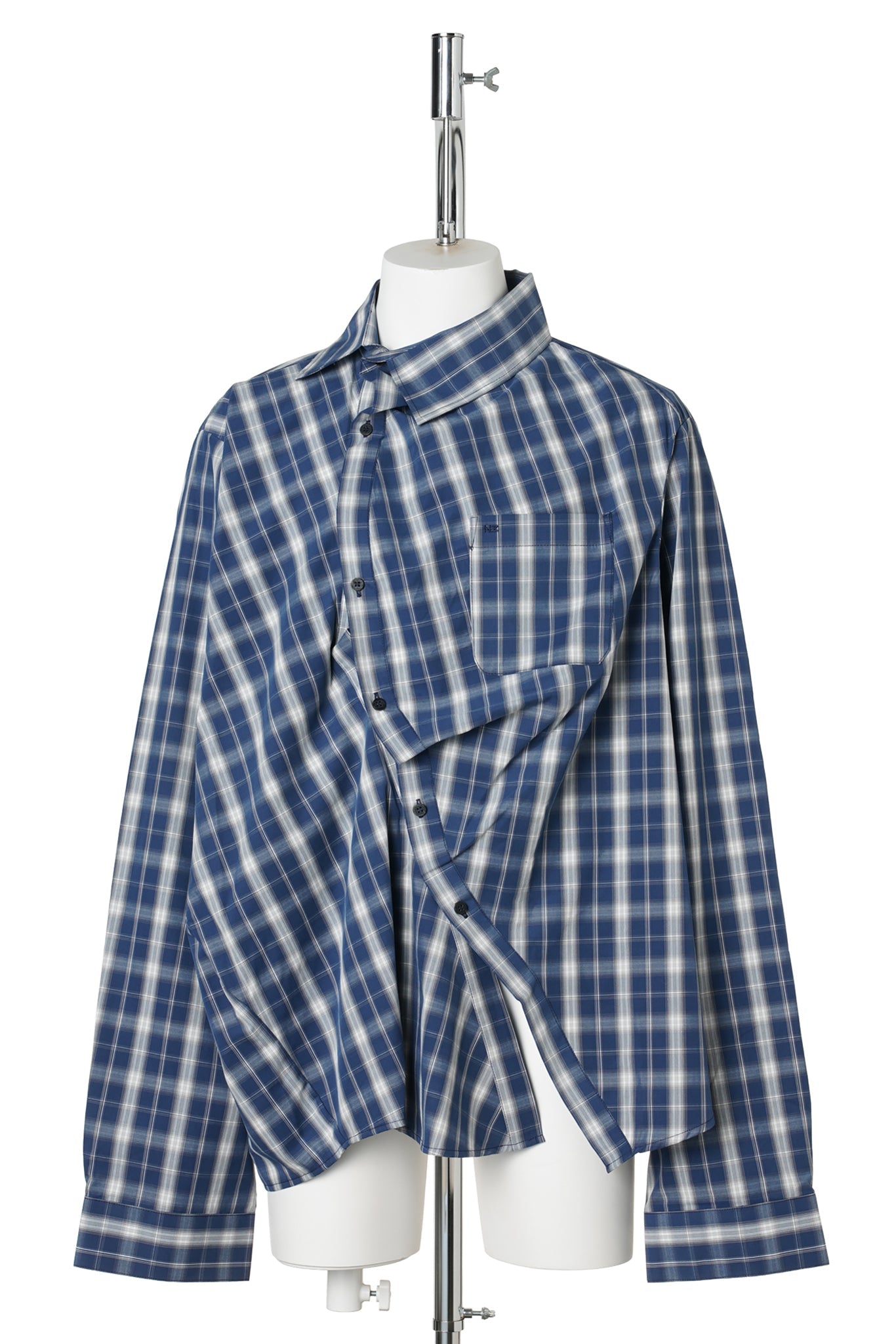 TWISTED CHECK SHIRT / BLUE CHECKED