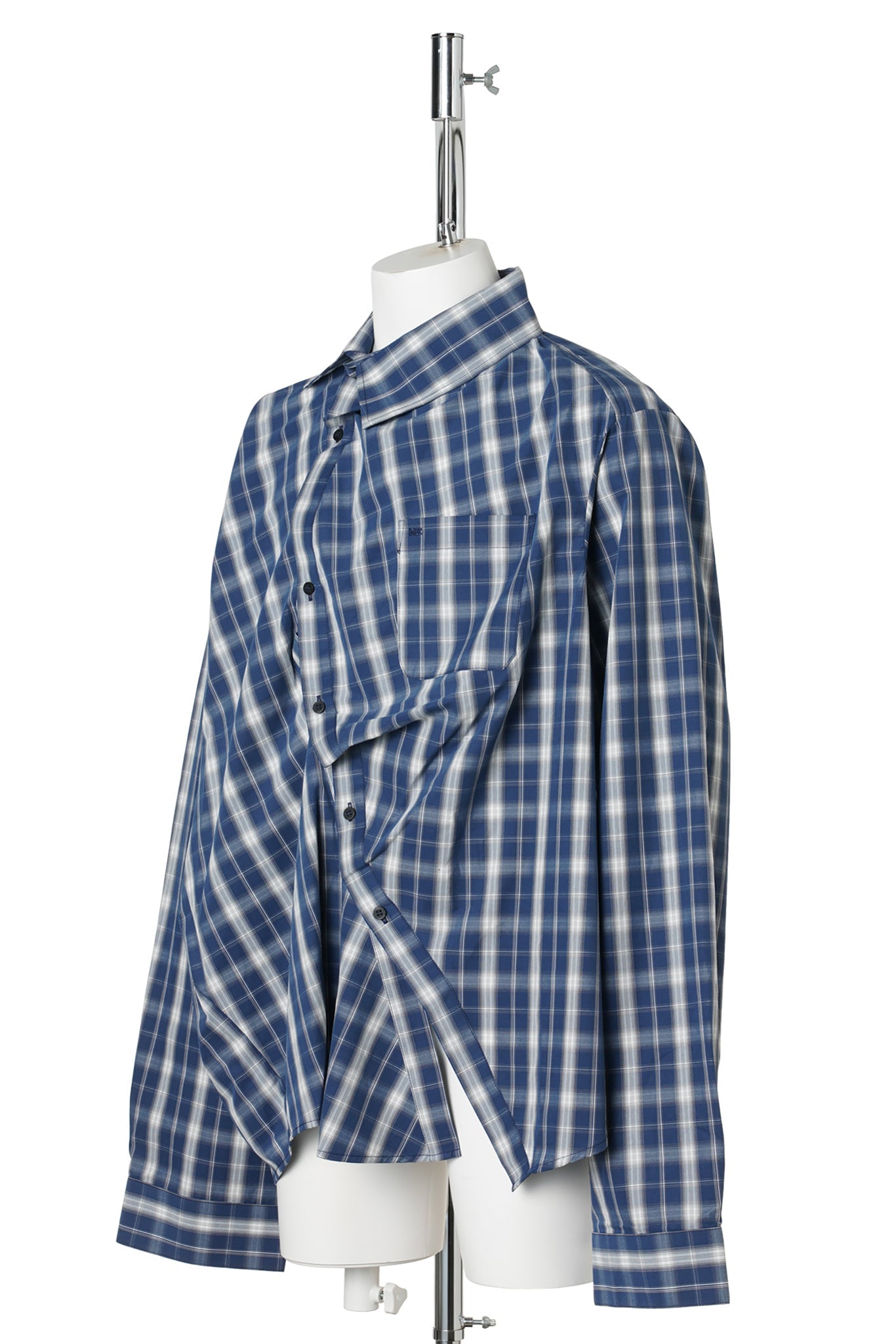 TWISTED CHECK SHIRT / BLUE CHECKED