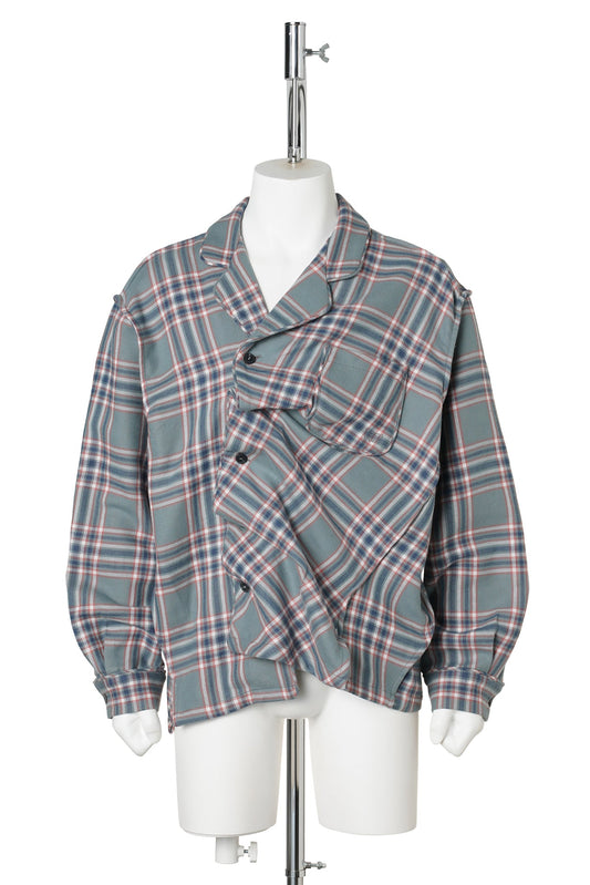 DAY&NIGHT TWISTED CHECK SHIRT / GREY CHECKED