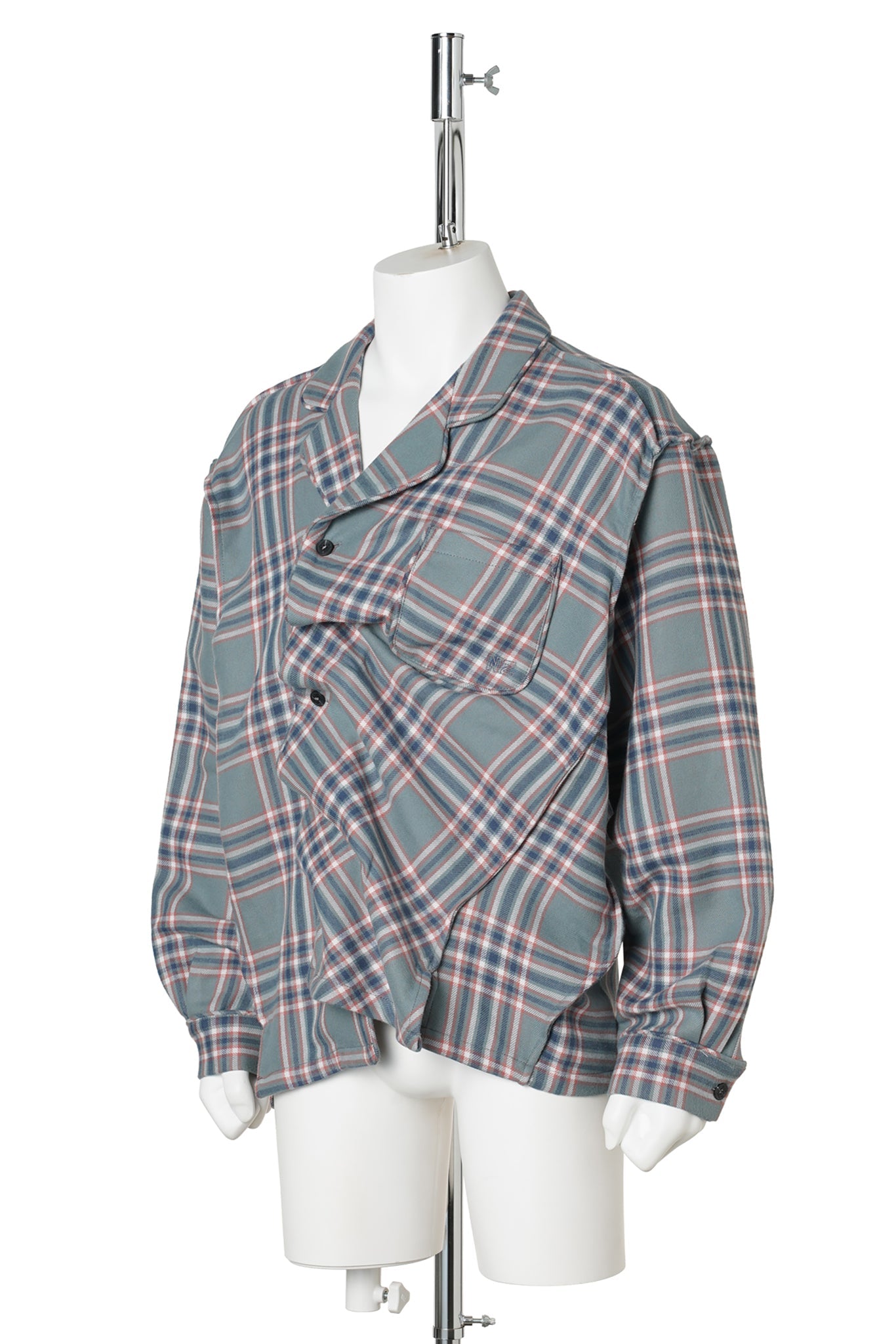 DAY&NIGHT TWISTED CHECK SHIRT / GREY CHECKED