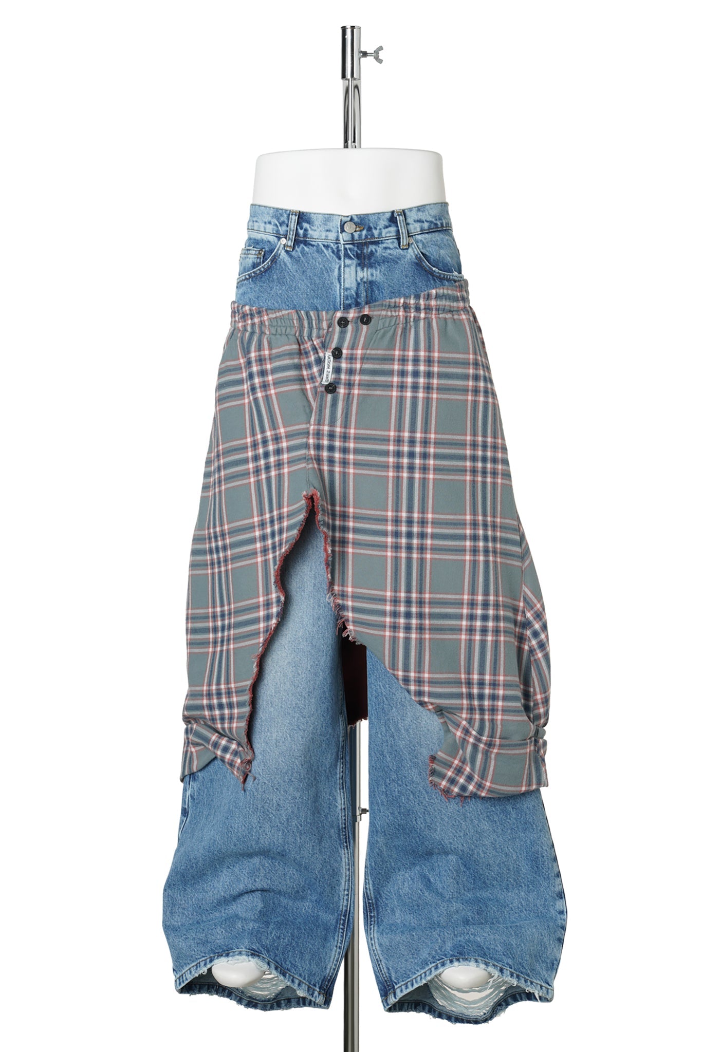 DOUBLE JEANS / LIGHT WASH/GREY CHECKED