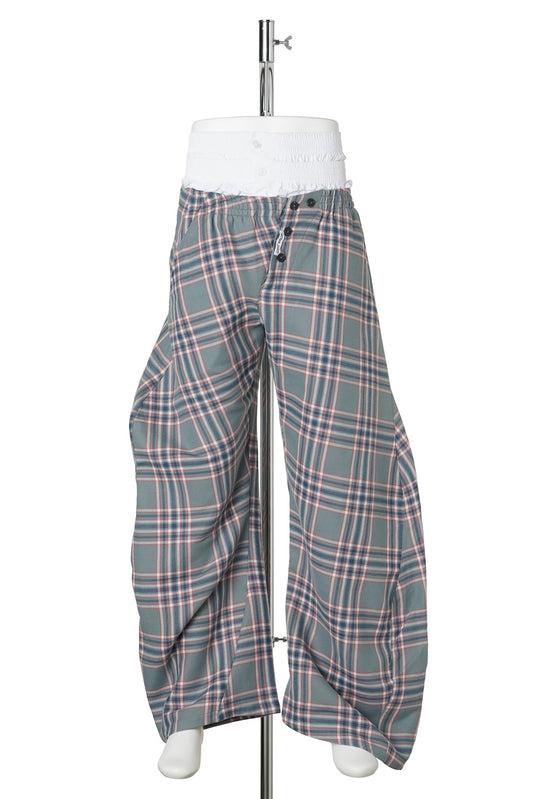 STACKED PANTS / GREY CHECKED