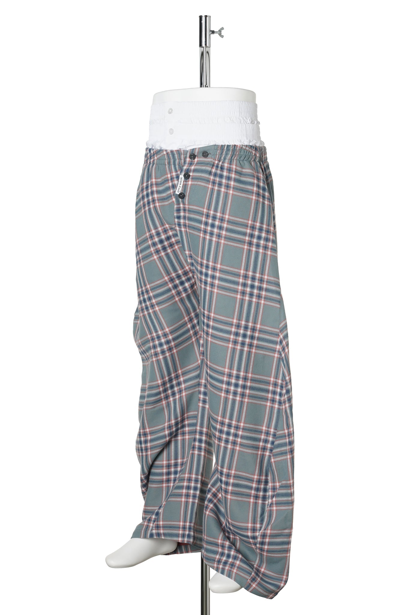 STACKED PANTS / GREY CHECKED