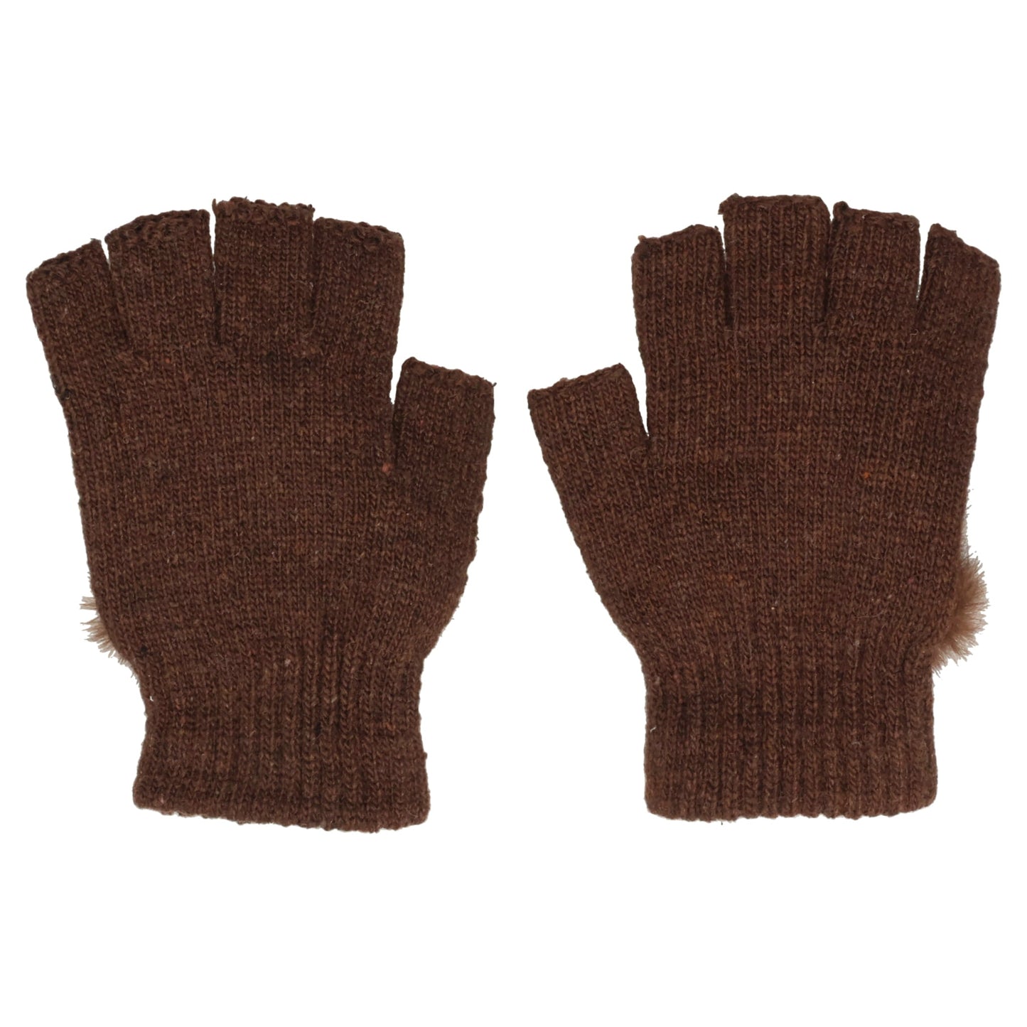 FAUX FUR MITTS / BROWN