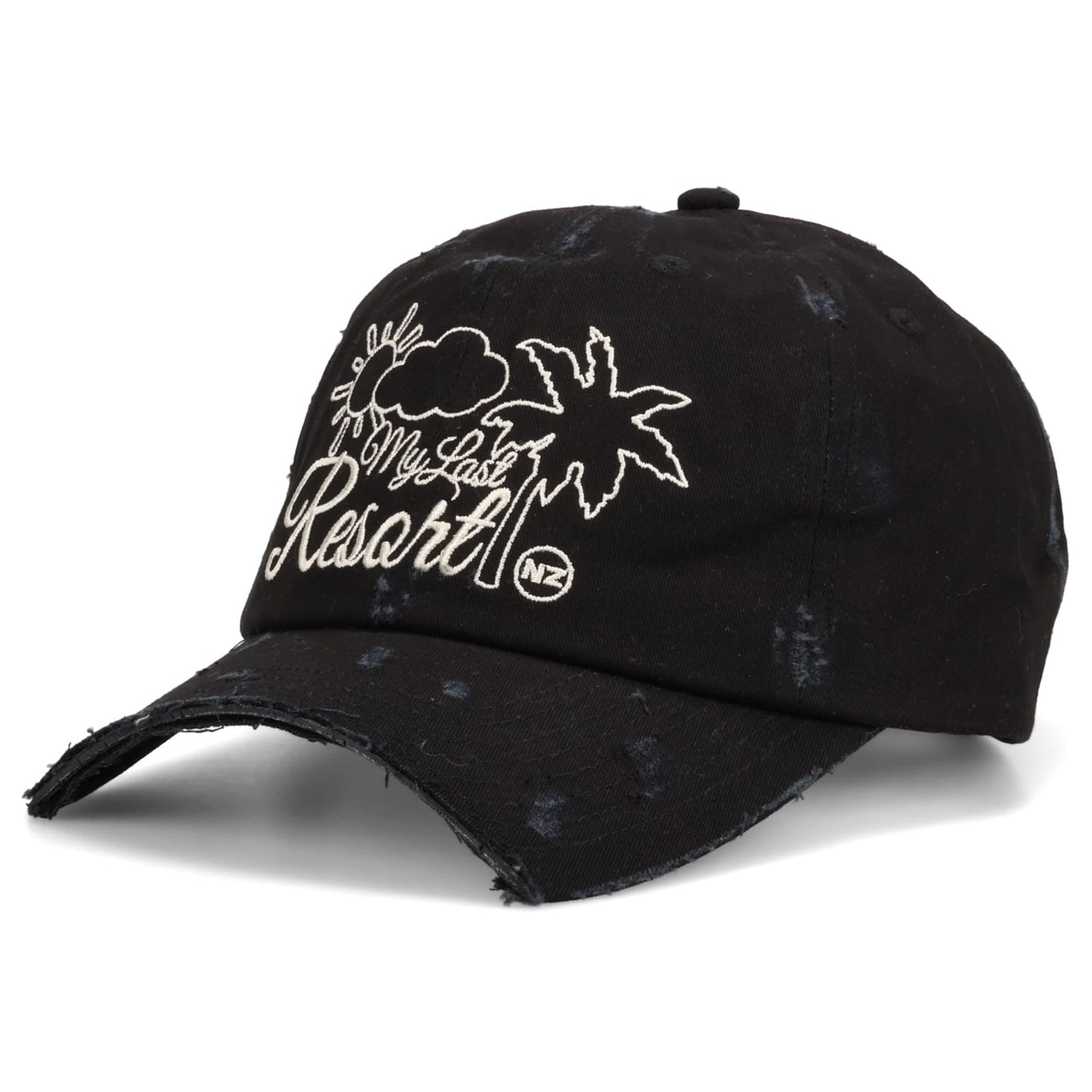 MY LAST RESORT DISTRESSED BASEBALL HAT / BLACK