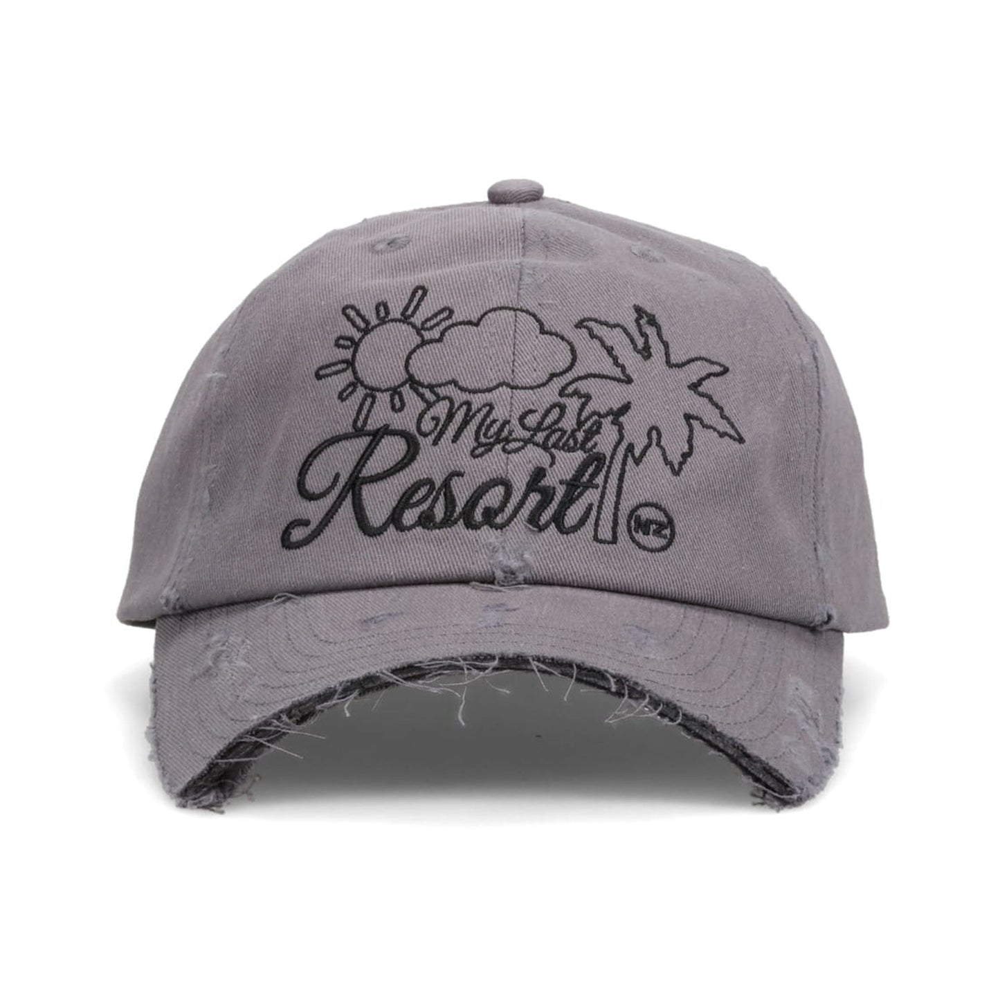 MY LAST RESORT DISTRESSED BASEBALL HAT / GREY