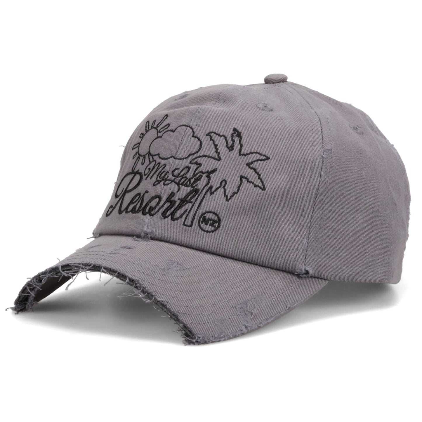 MY LAST RESORT DISTRESSED BASEBALL HAT / GREY