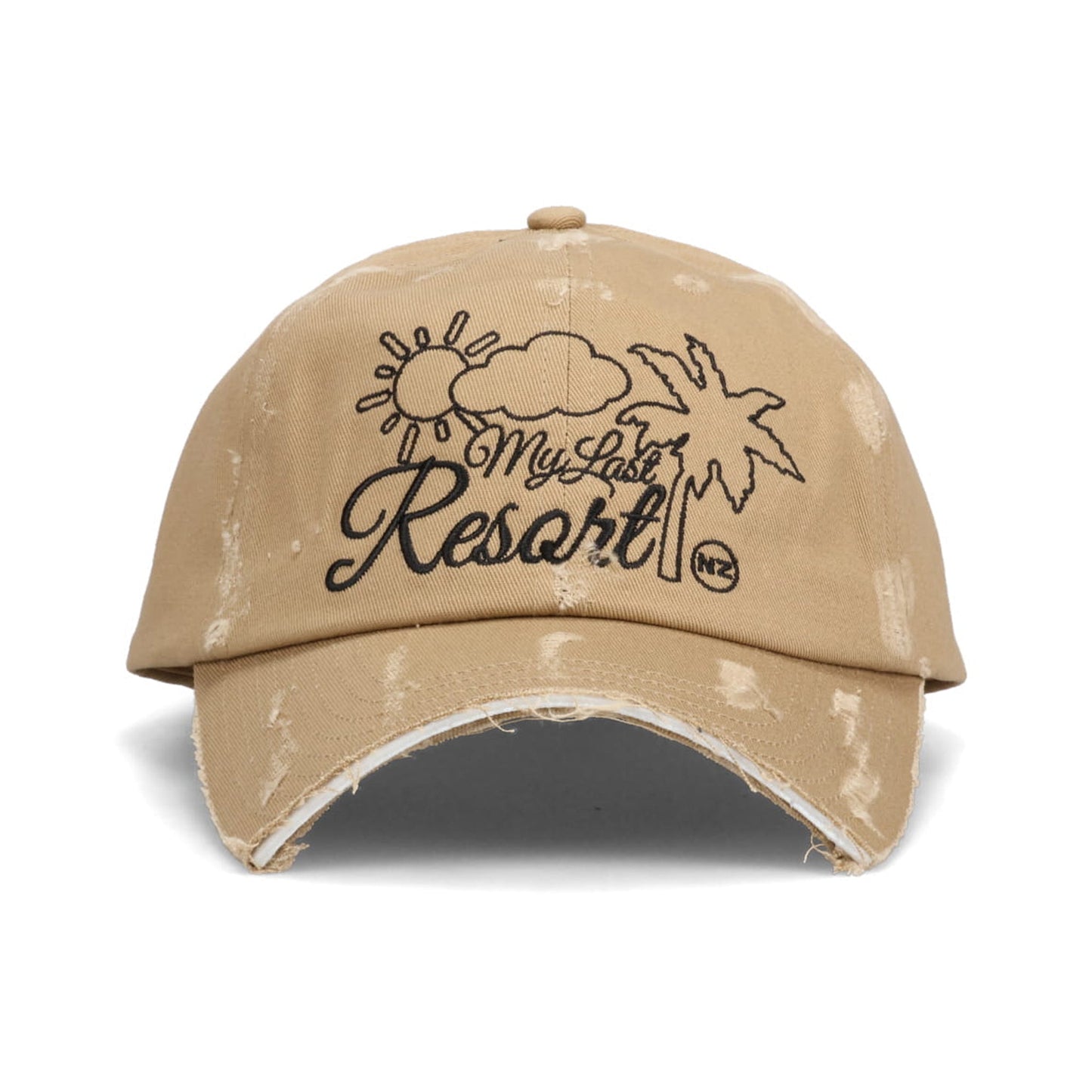 MY LAST RESORT DISTRESSED BASEBALL HAT / BEIGE