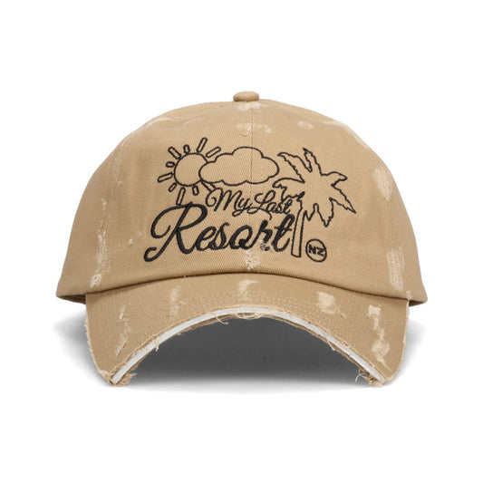 MY LAST RESORT DISTRESSED BASEBALL HAT / BEIGE