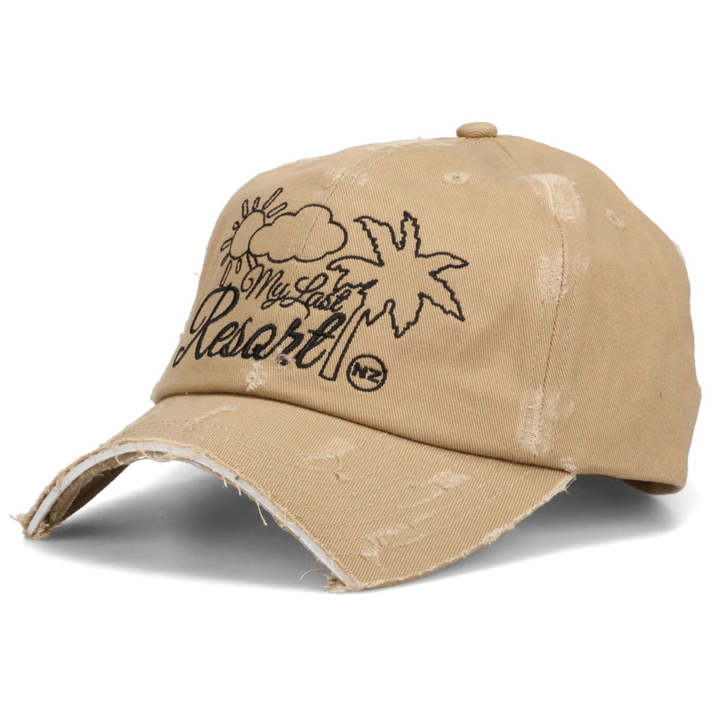 MY LAST RESORT DISTRESSED BASEBALL HAT / BEIGE