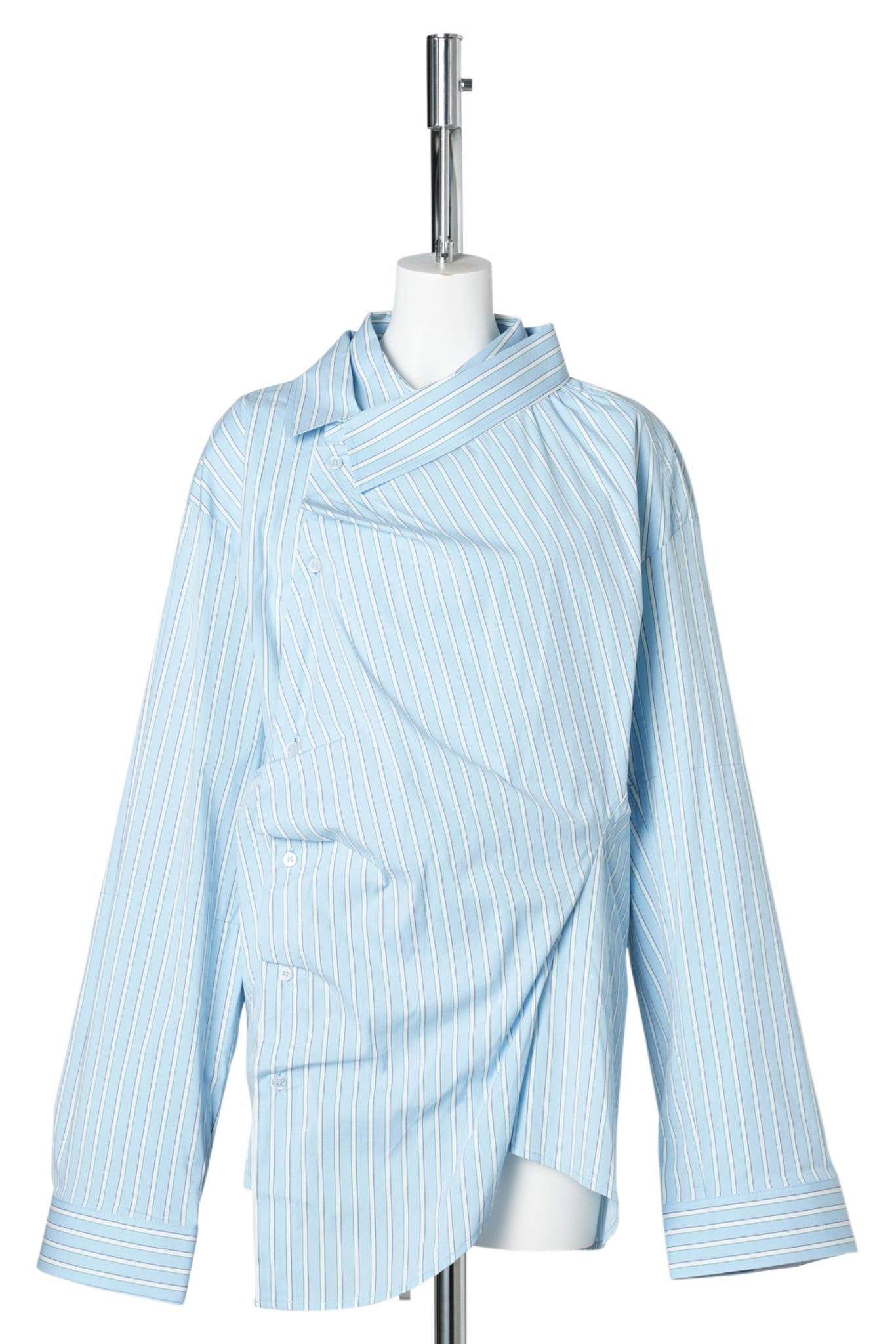 TWISTED DOUBLE COTTON SHIRT / BLUE STRIPED