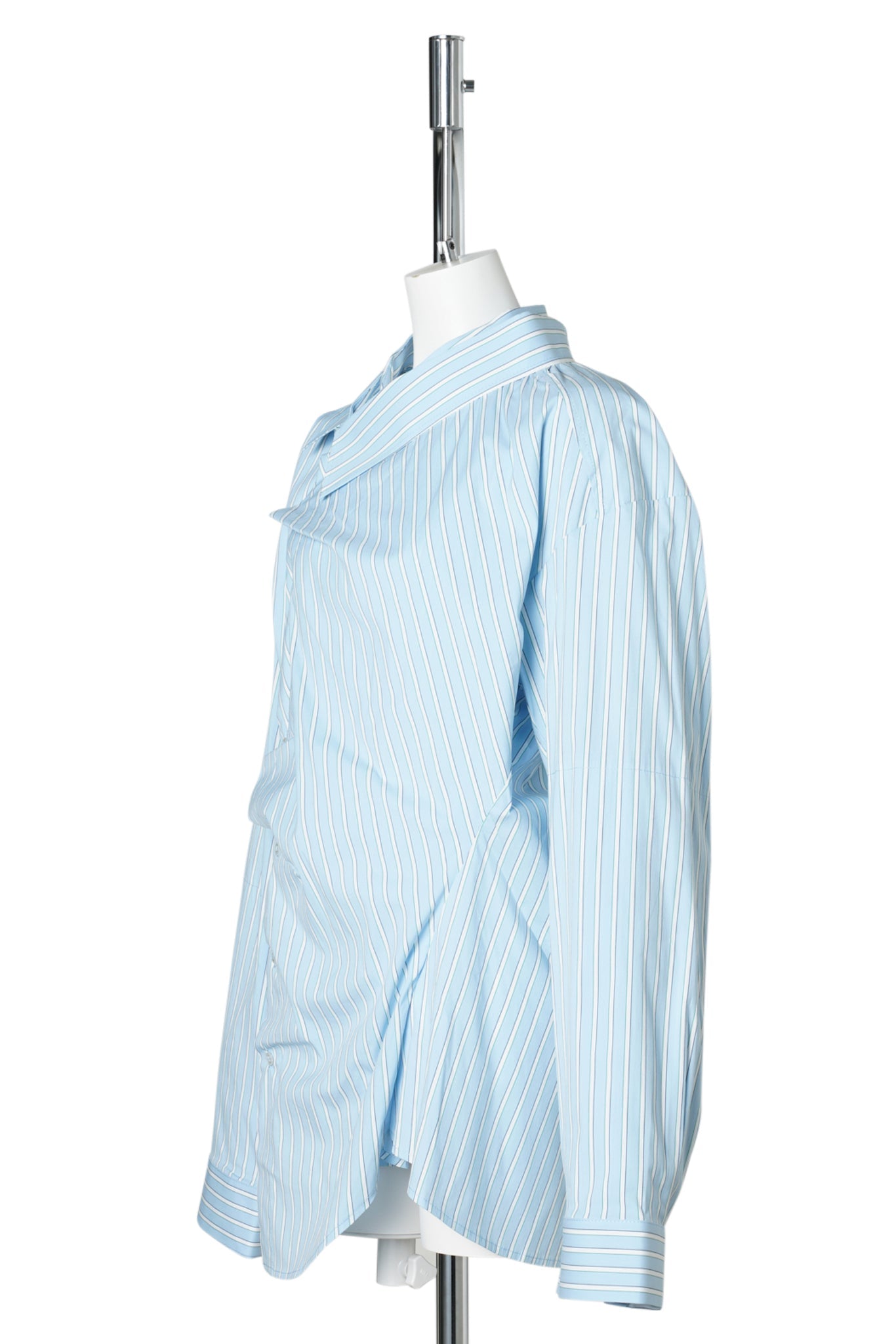 TWISTED DOUBLE COTTON SHIRT / BLUE STRIPED