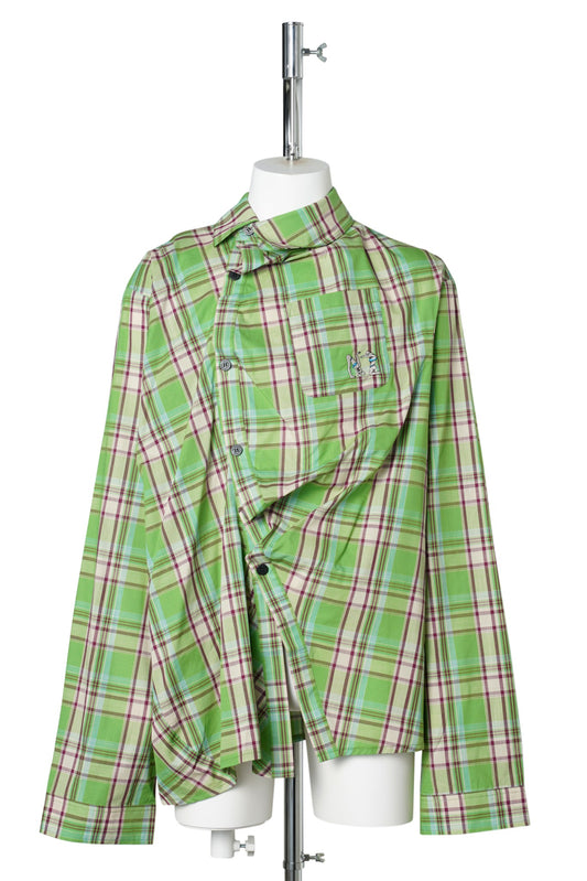 UPCYCLED COTTON SHIRT / GREEN/PINK