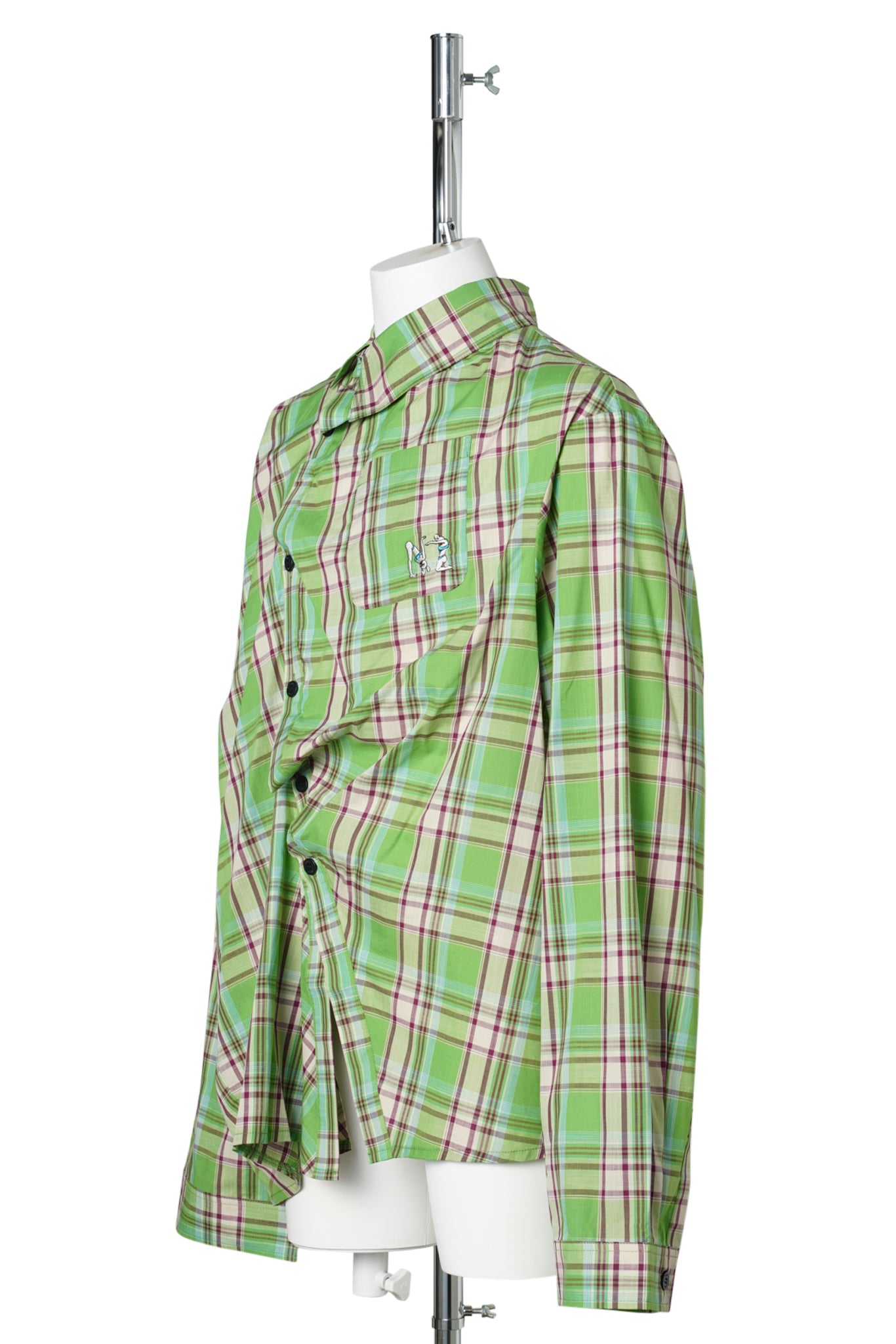 UPCYCLED COTTON SHIRT / GREEN/PINK