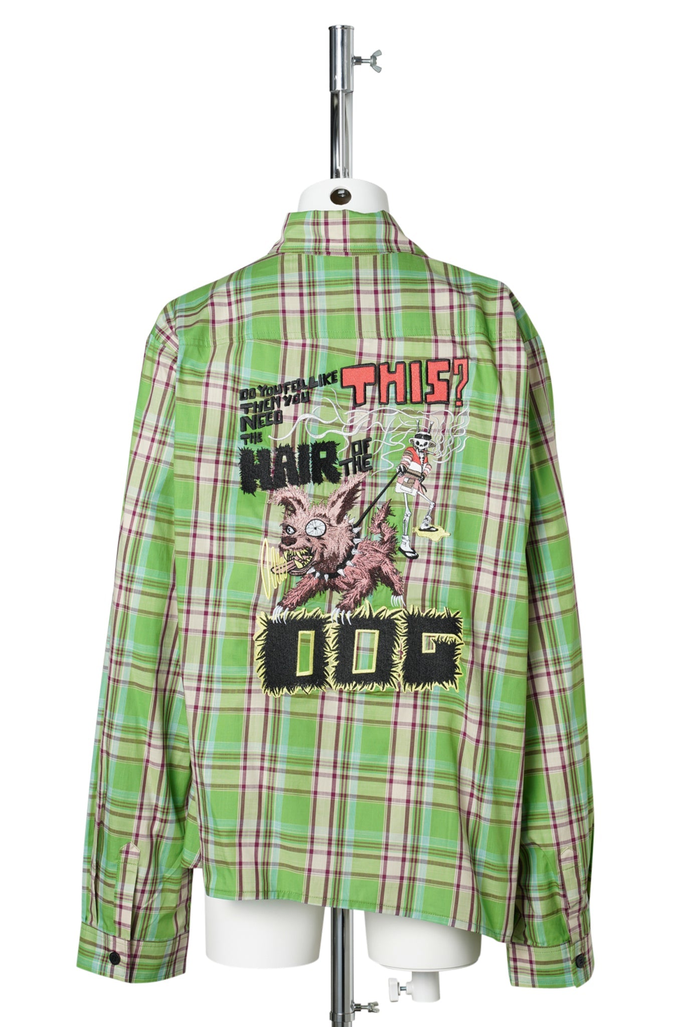 UPCYCLED COTTON SHIRT / GREEN/PINK