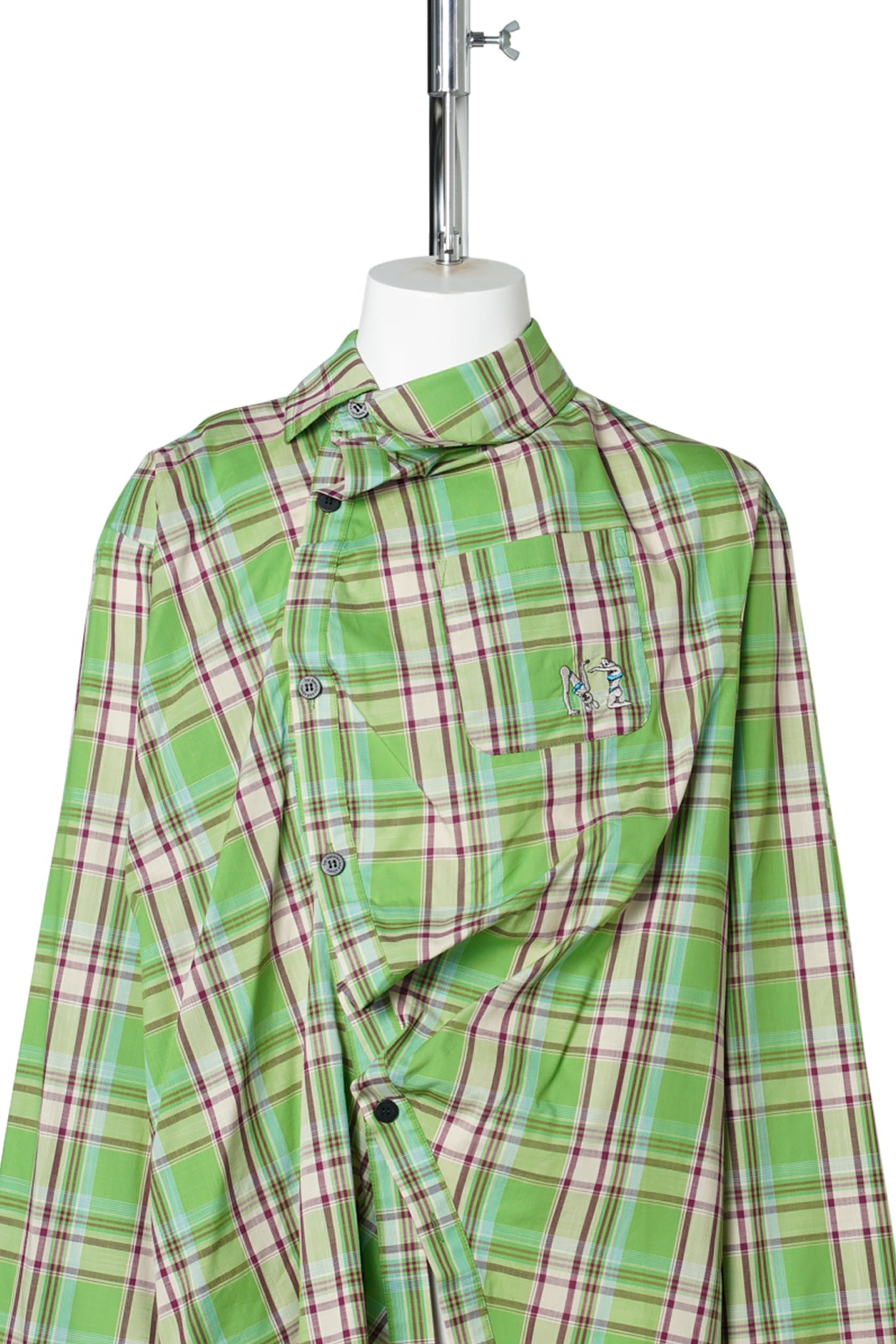 UPCYCLED COTTON SHIRT / GREEN/PINK