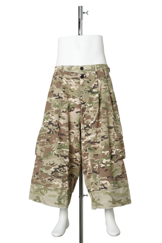 WASHED CAMO DOUBLE SHORTS / CAMOUFLAGE