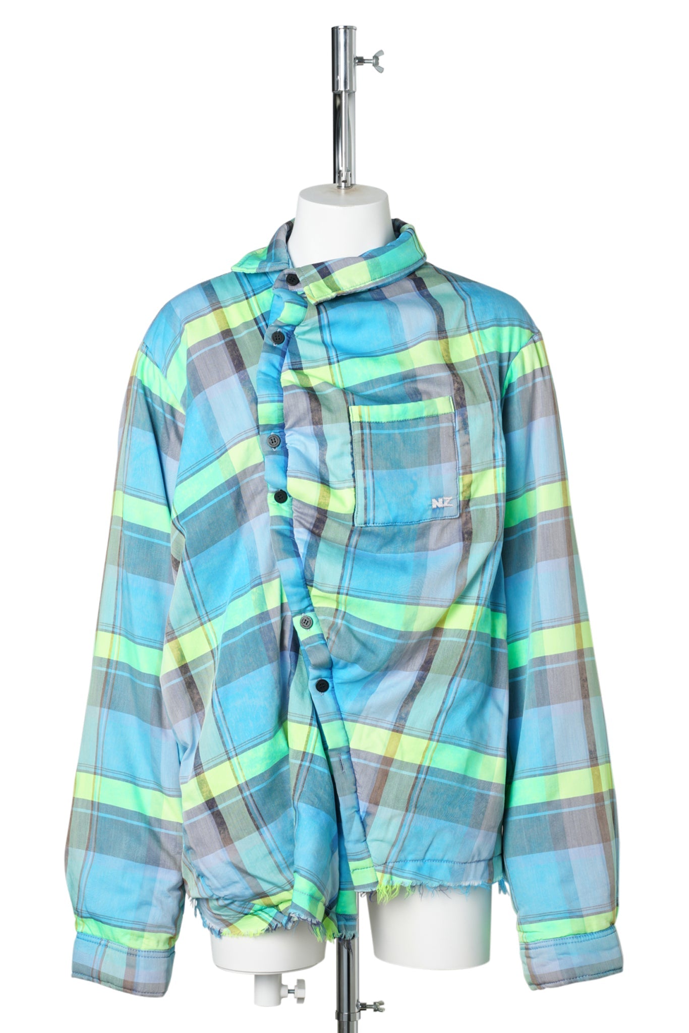 TWISTED PADDED SHIRTJACKET / BLUE CHECKED