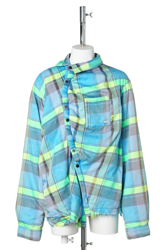 TWISTED PADDED SHIRTJACKET / BLUE CHECKED