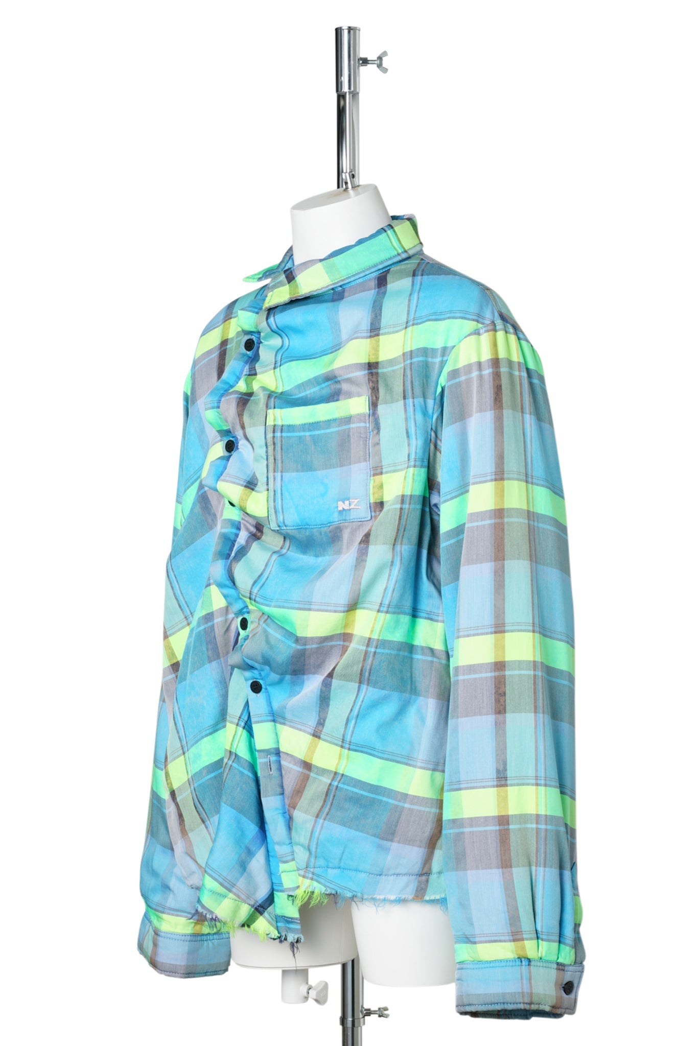 TWISTED PADDED SHIRTJACKET / BLUE CHECKED