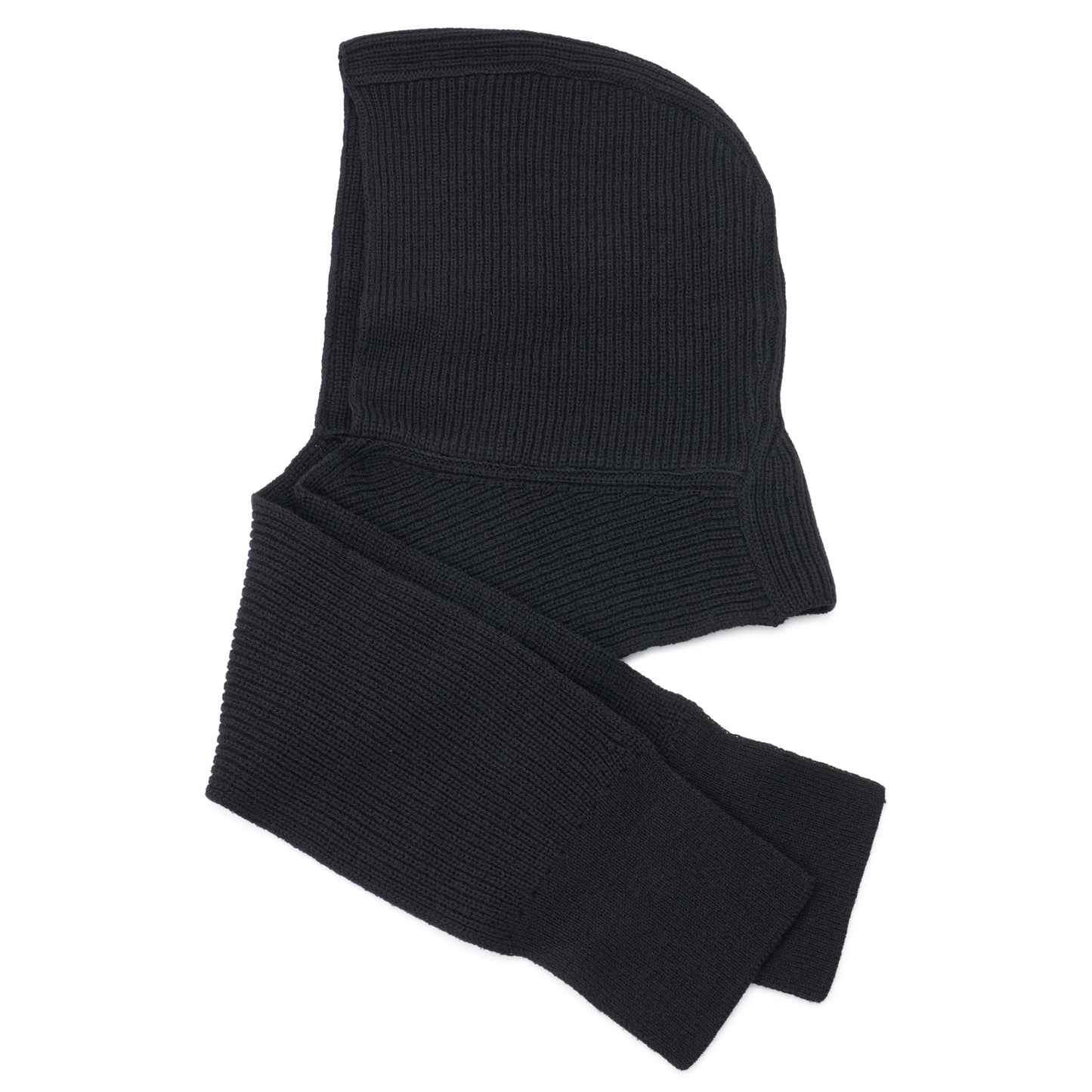 HOODED KNIT SCARF / BLACK