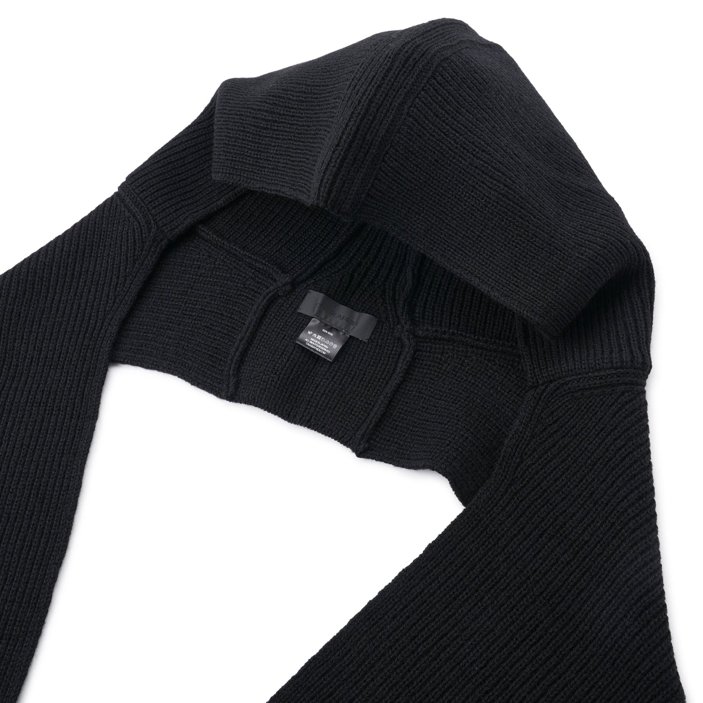 HOODED KNIT SCARF / BLACK