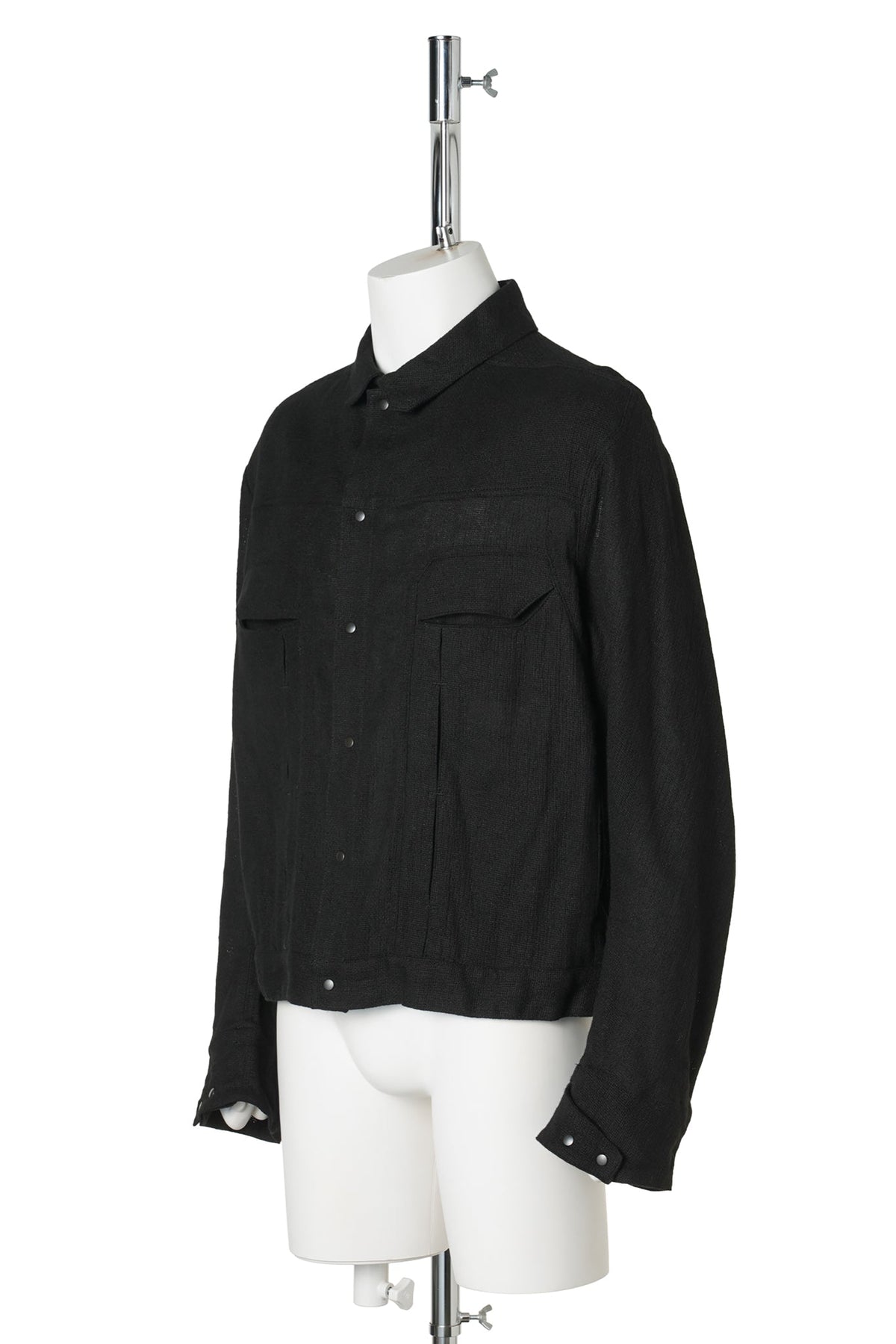 6 POCKET PANEL LINEN JACKET / BLACK