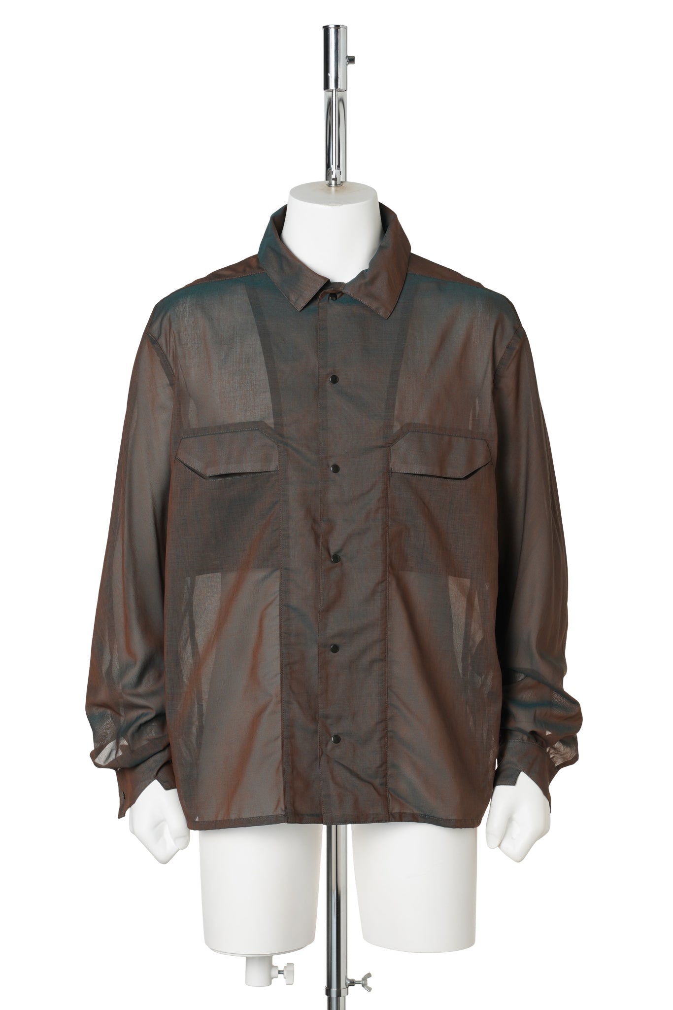 CHAMBRAY PANEL SHIRTS / BROWN