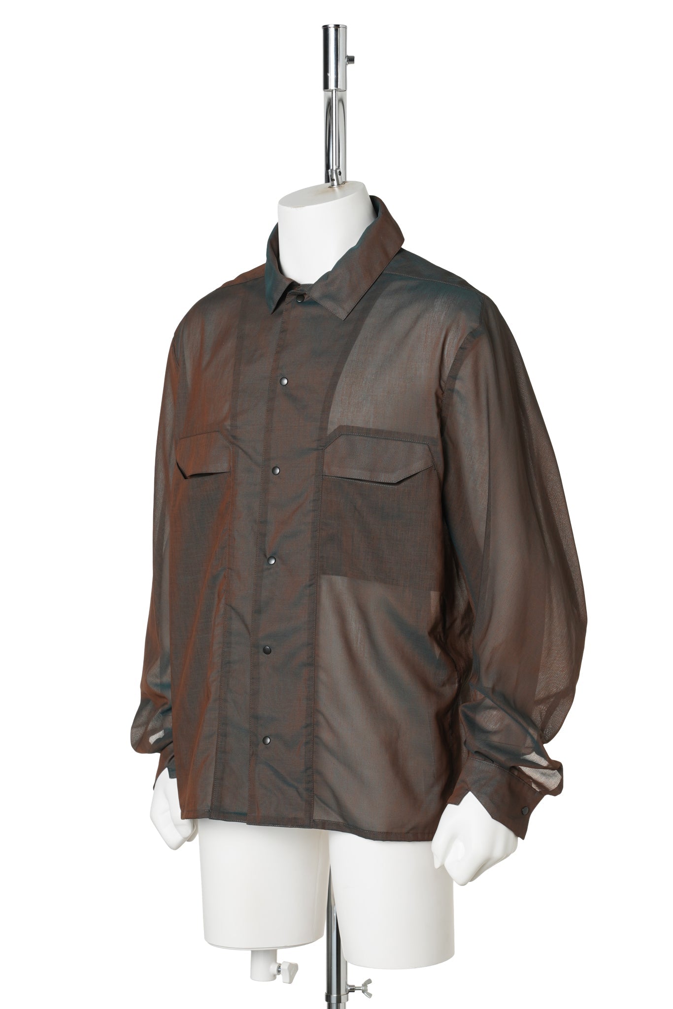 CHAMBRAY PANEL SHIRTS / BROWN